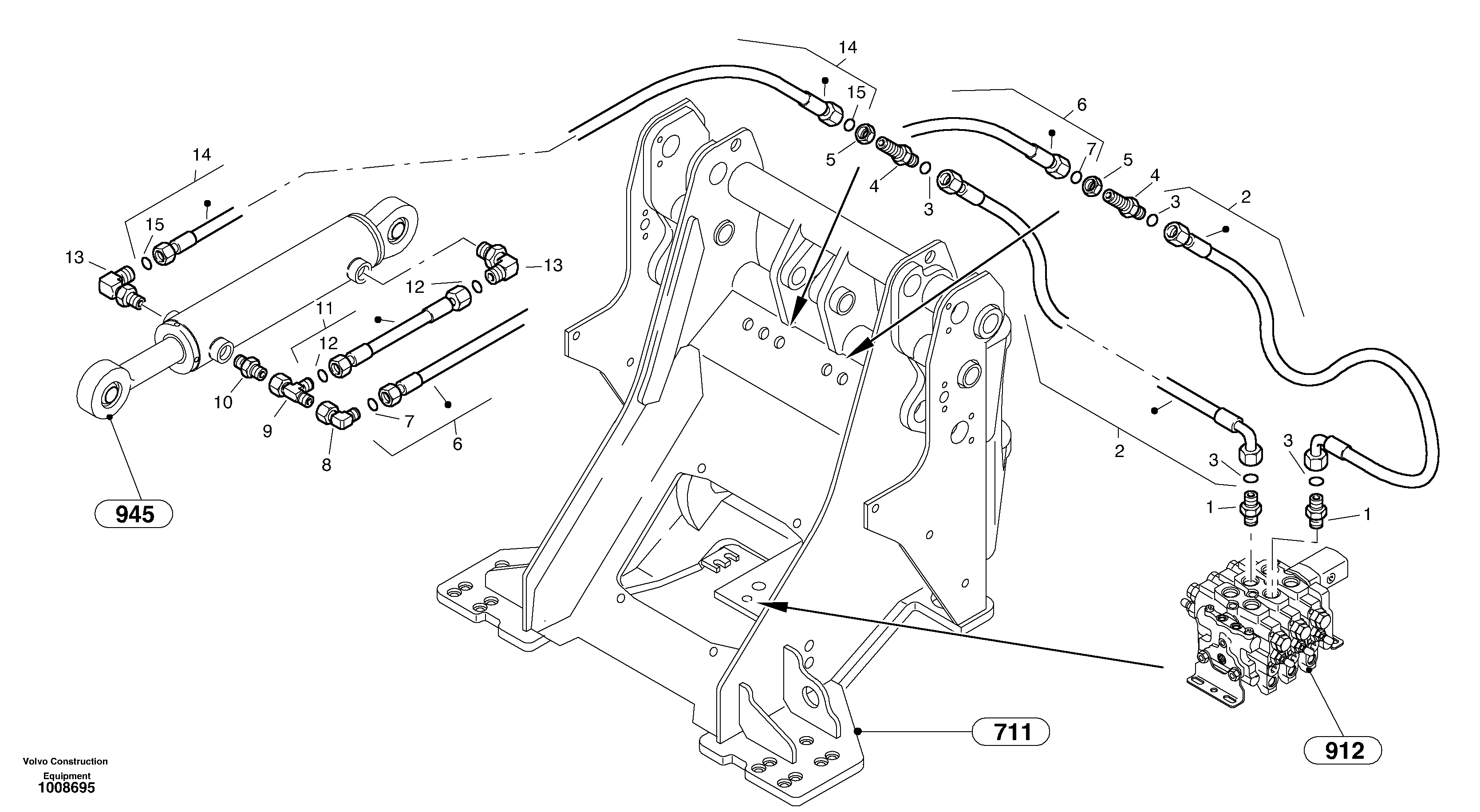Hydraulic lines - tilt hydraulic — volvo parts diagram