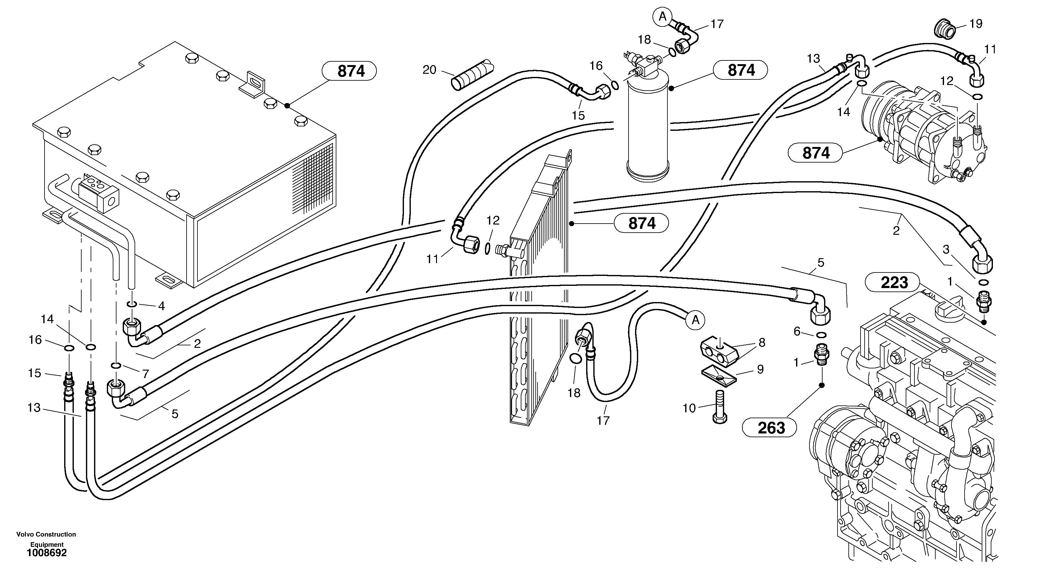 Pipes - Air-conditioning system — volvo parts diagram
