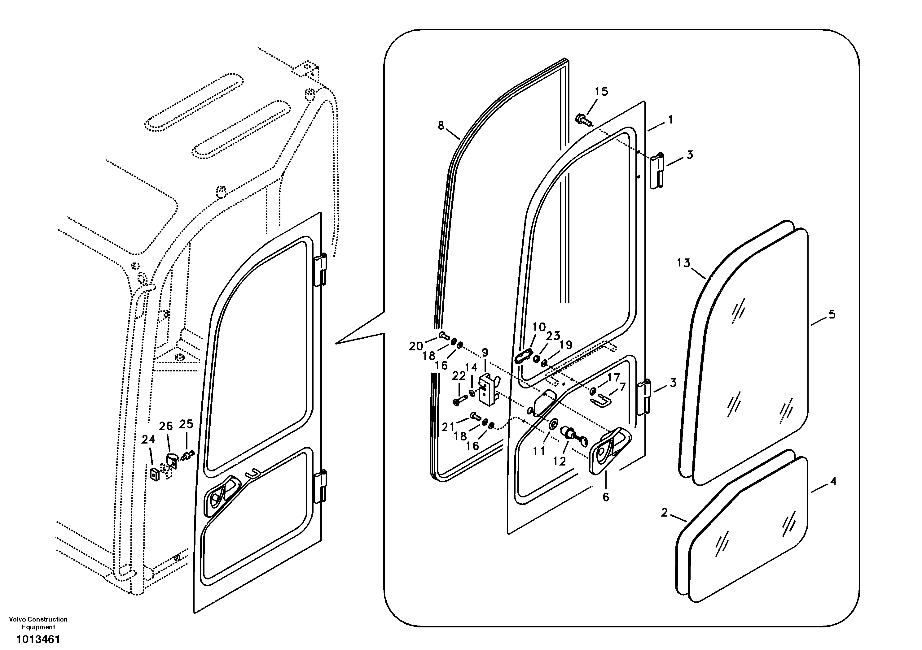 Door, operator's cab — volvo parts diagram