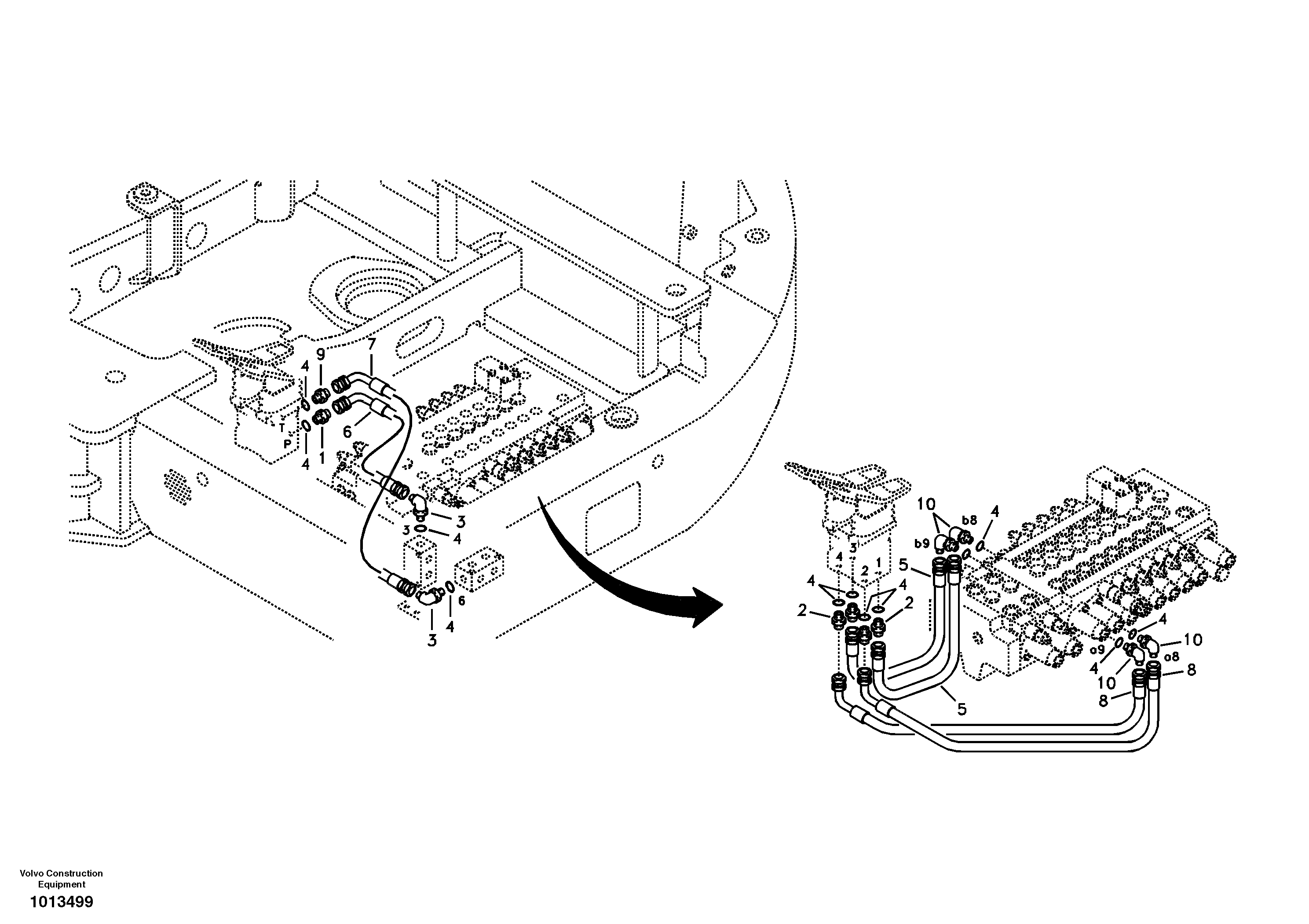 Servo system, control valve to remote control valve pedal — volvo parts diagram