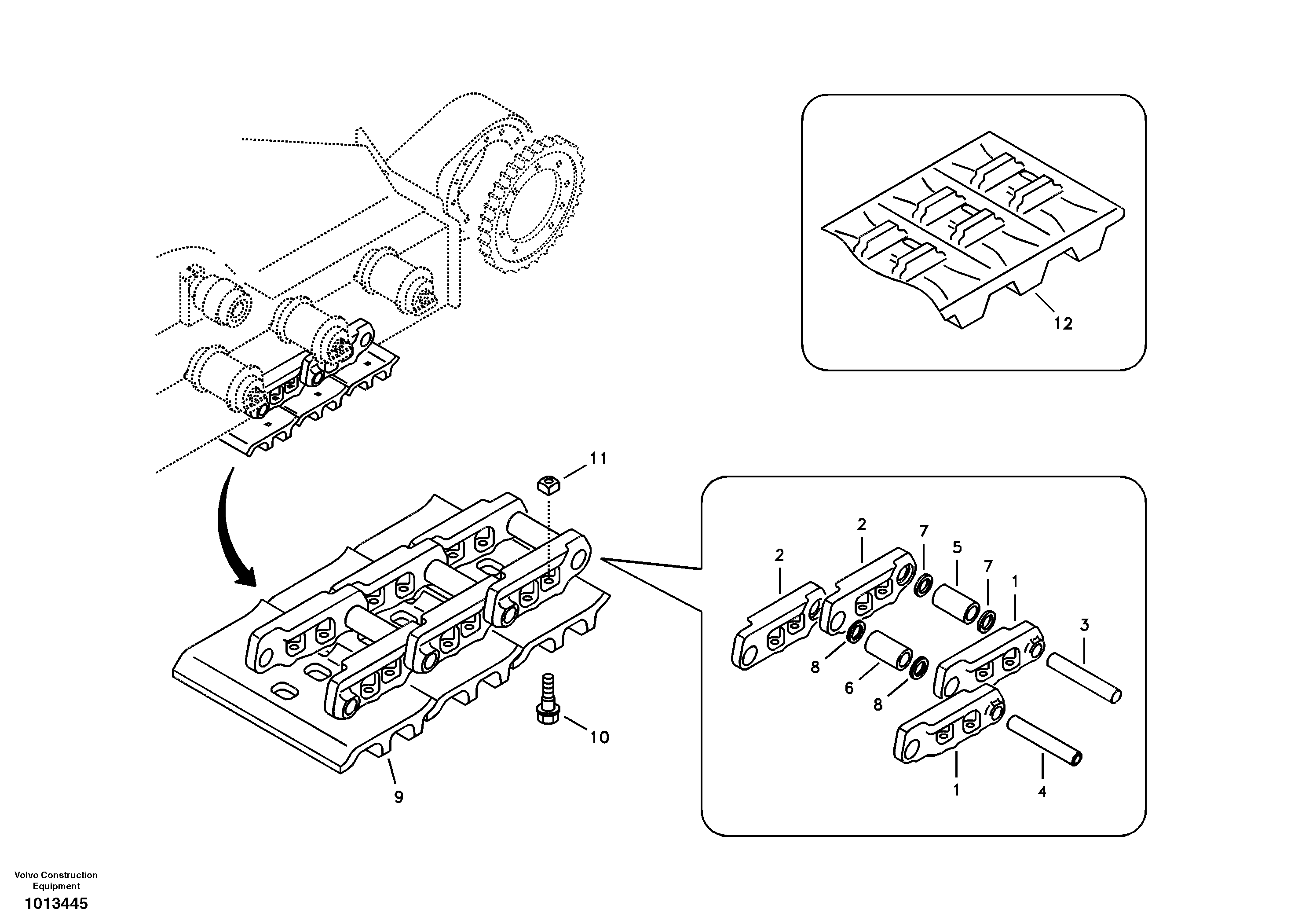 Undercarriage, track with shoes — volvo parts diagram