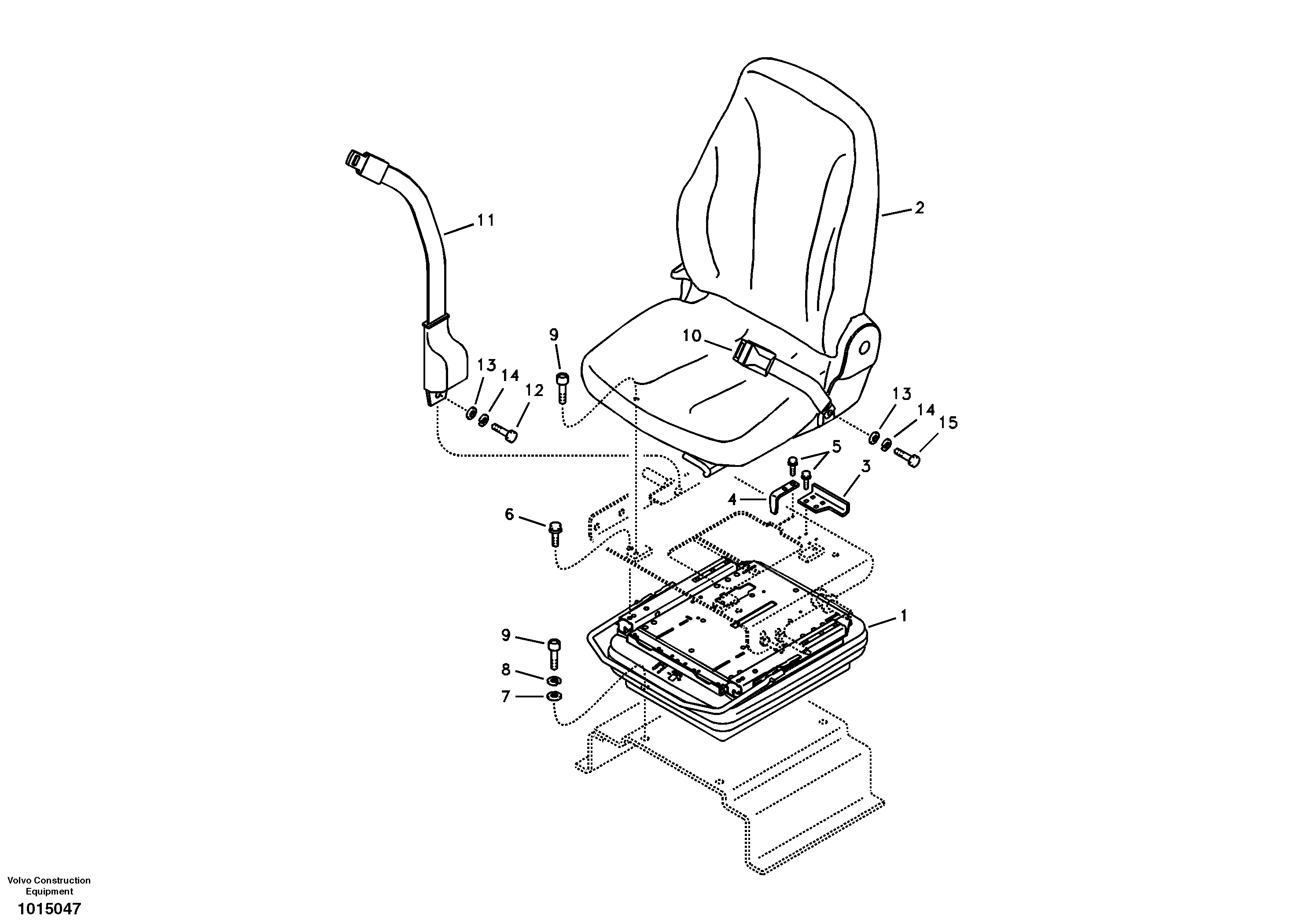 Operator seat with fitting parts — volvo parts diagram
