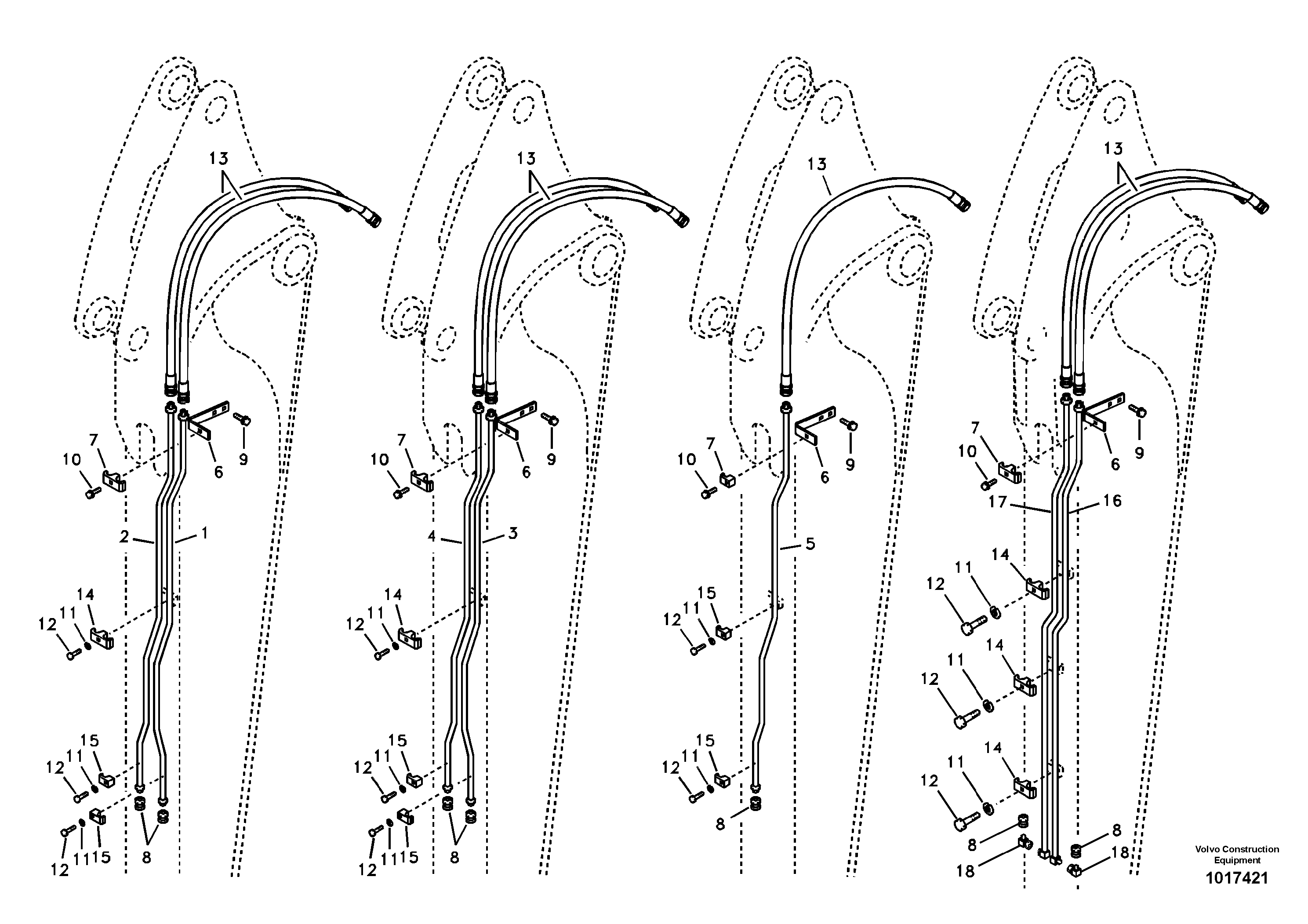 Working hydraulic, quick fit on dipper arm — volvo parts diagram
