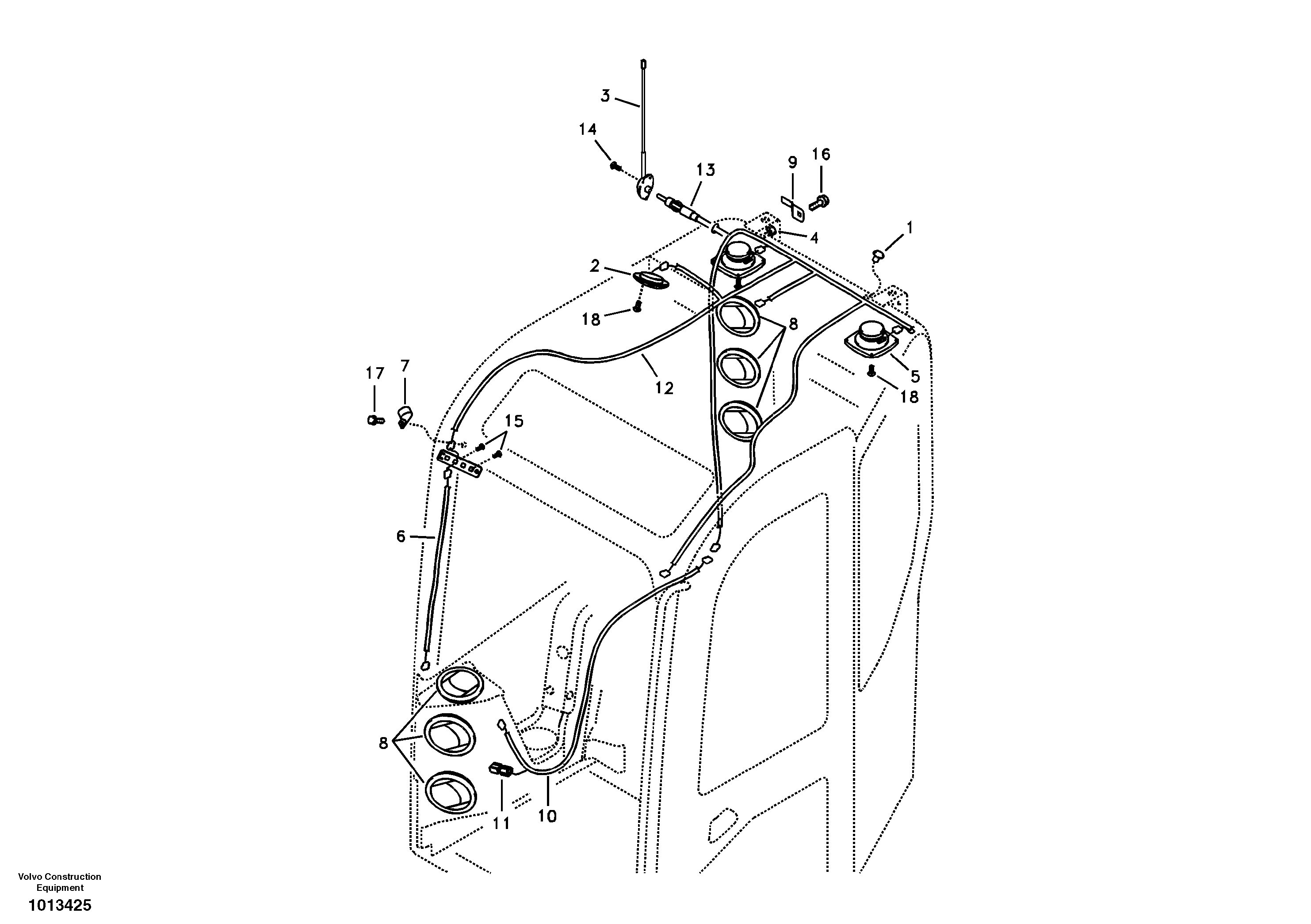 Cable harnesses, cab — volvo parts diagram