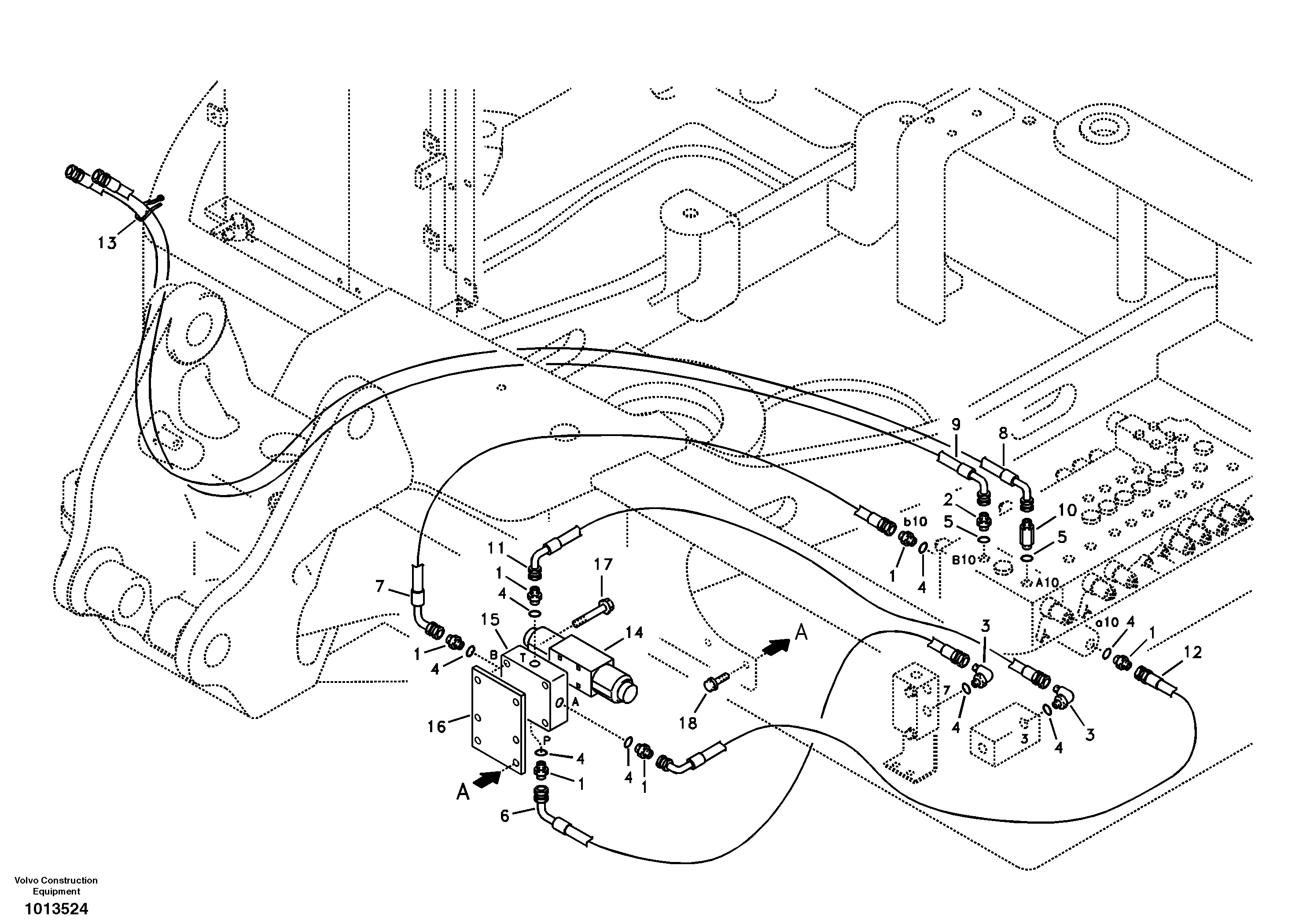 Working hydraulic, slope and rotator on upper frame — volvo parts diagram