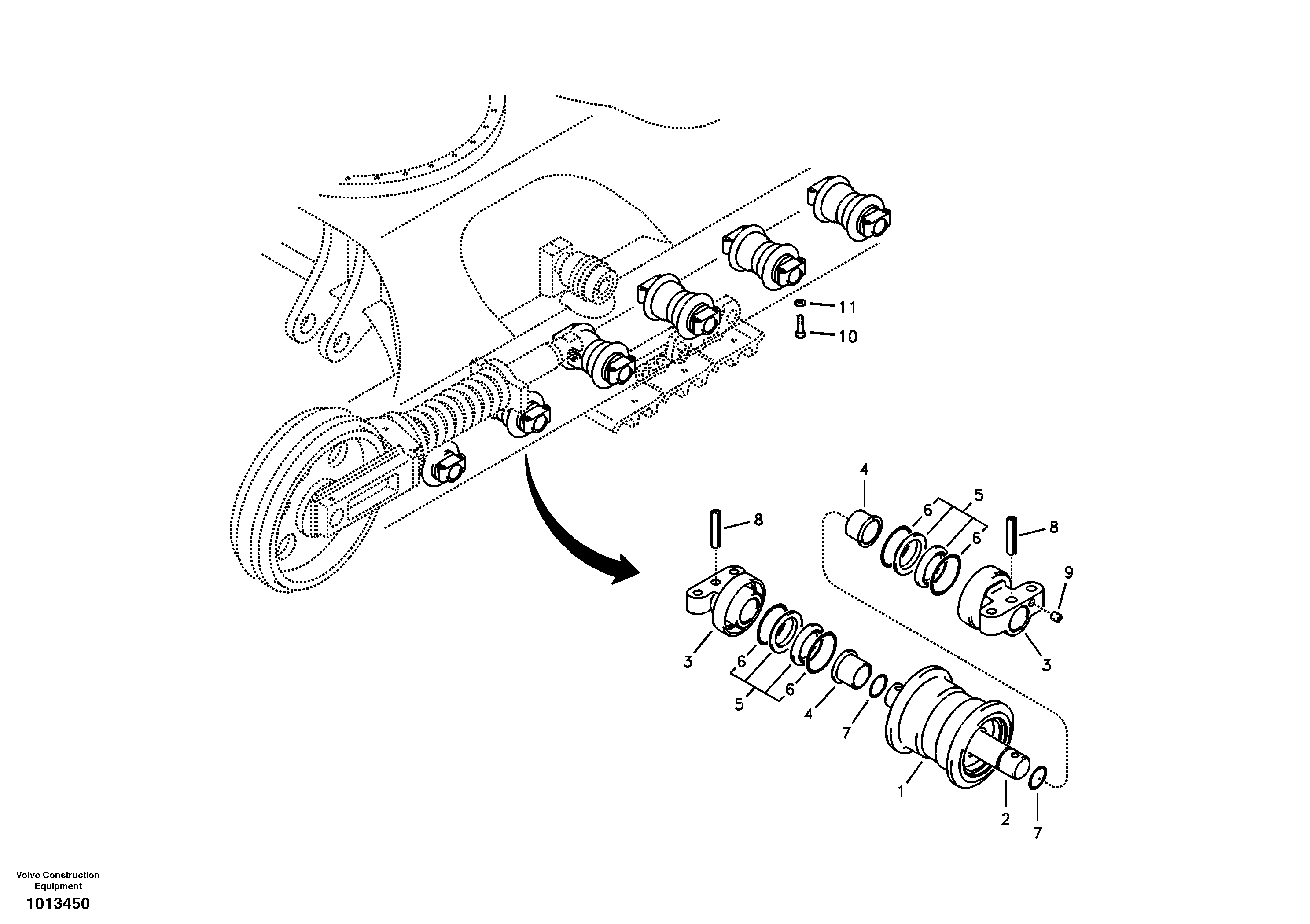 Bottom roller — volvo parts diagram