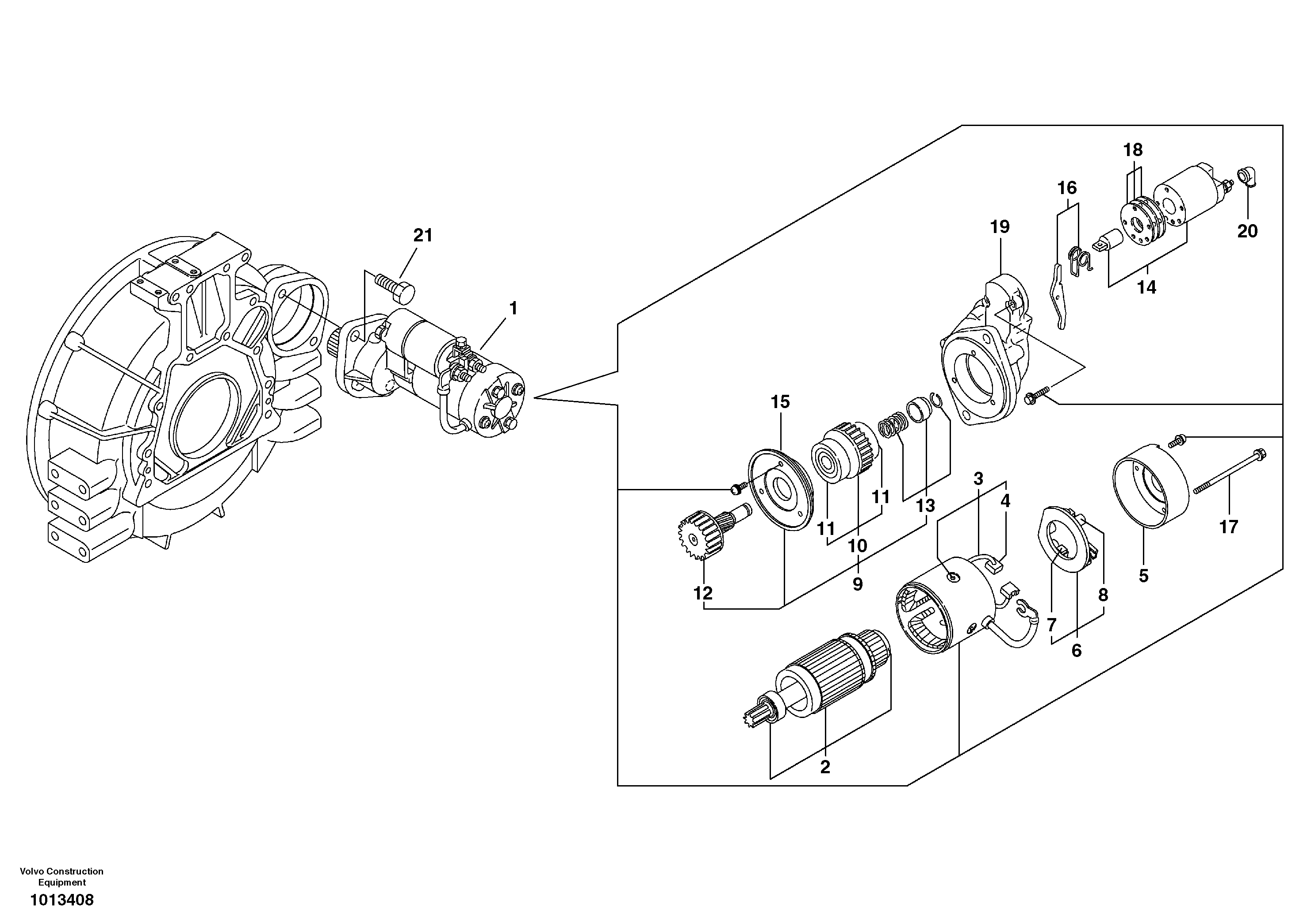 Starter motor, mounting — volvo parts diagram