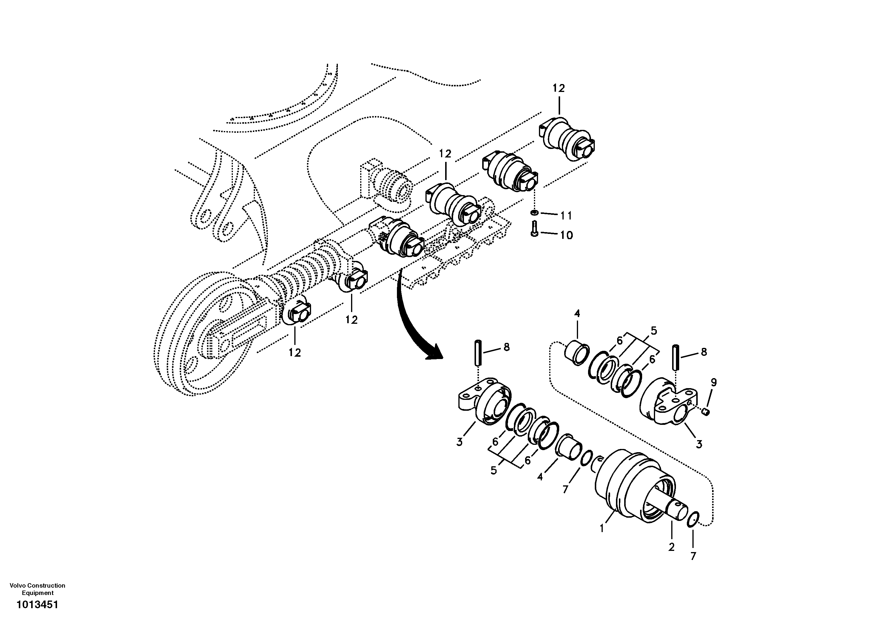 Bottom roller — volvo parts diagram
