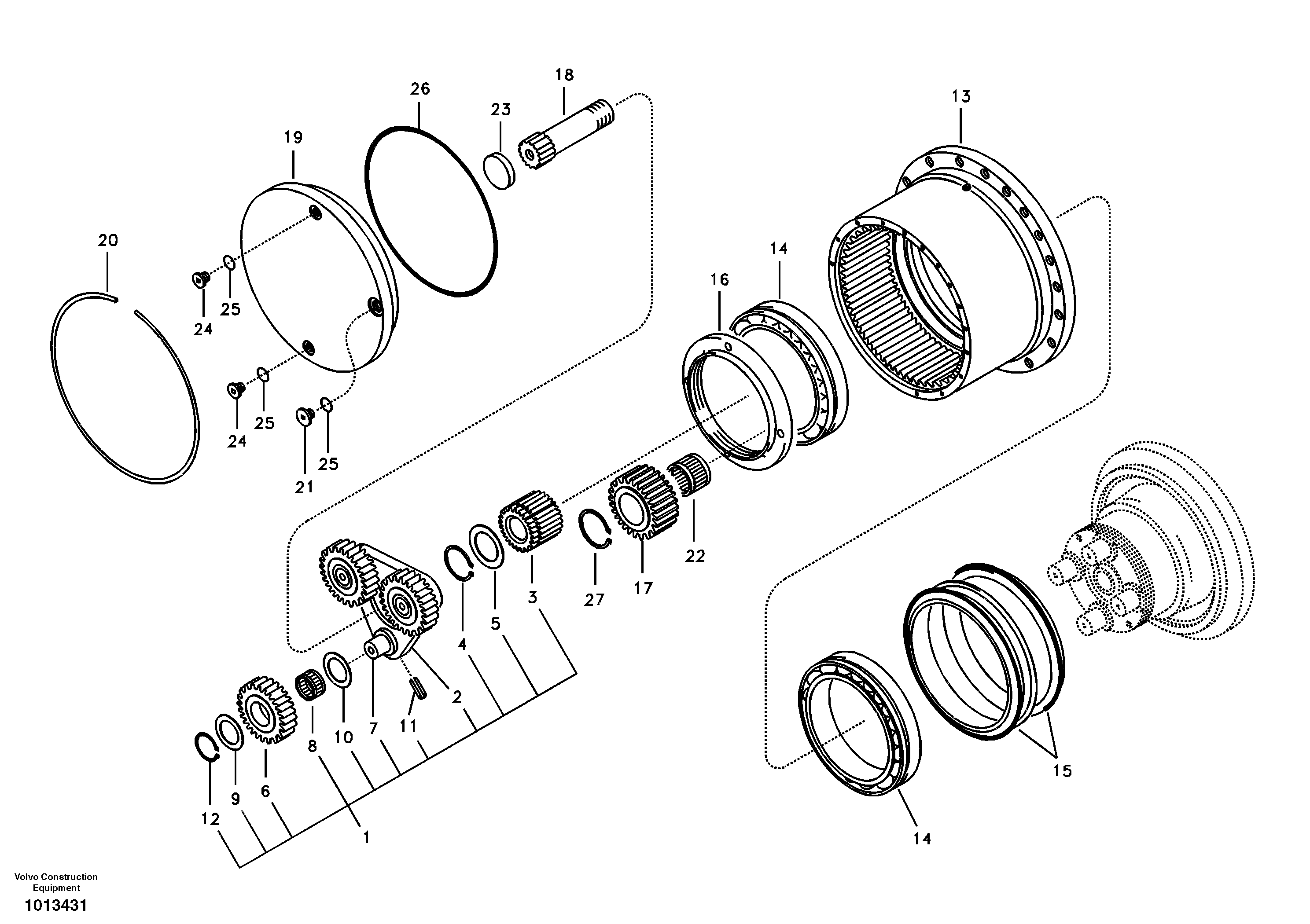 Travel gearbox — volvo parts diagram