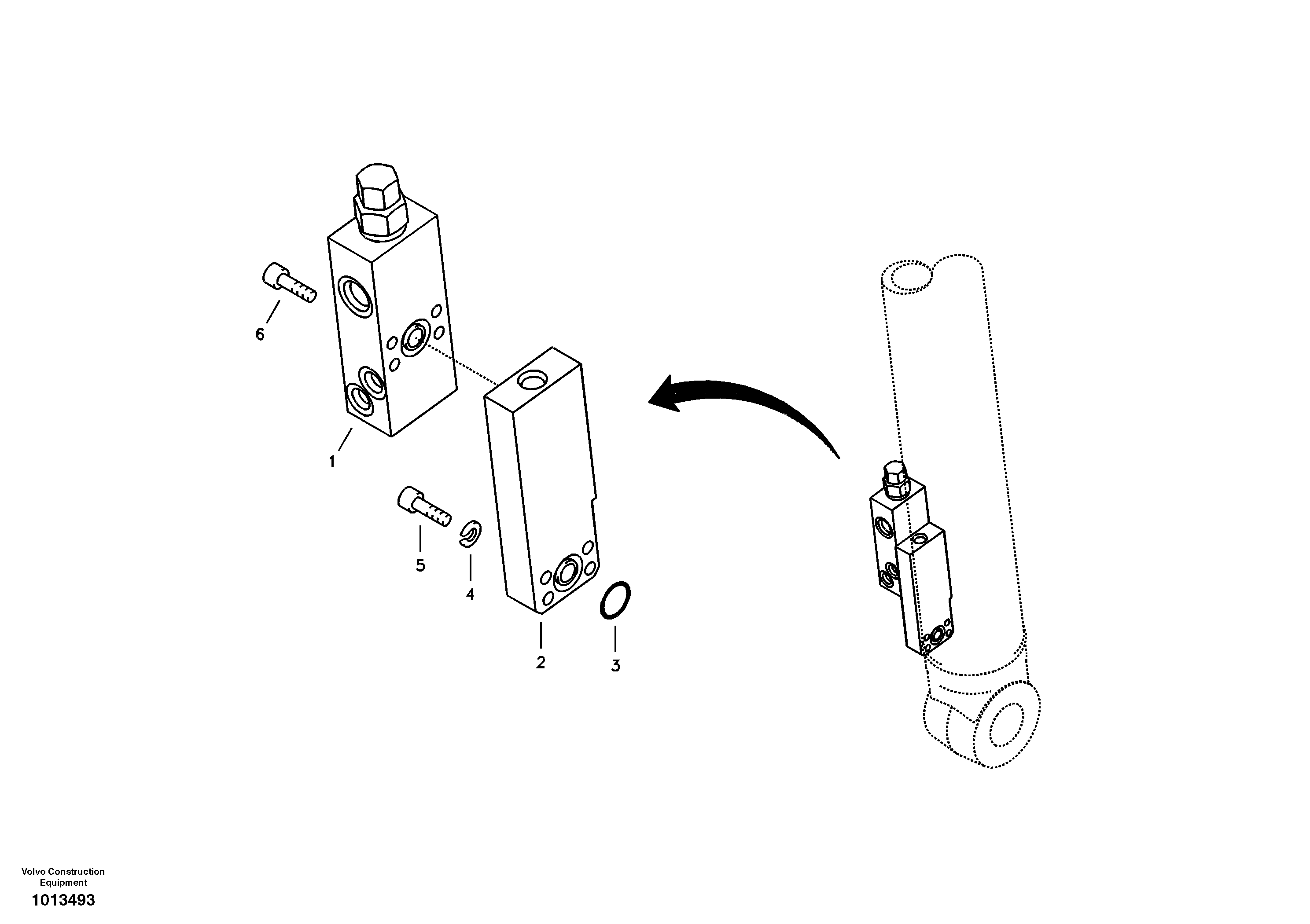 Working hydraulic, boom rupture valve mount — volvo parts diagram