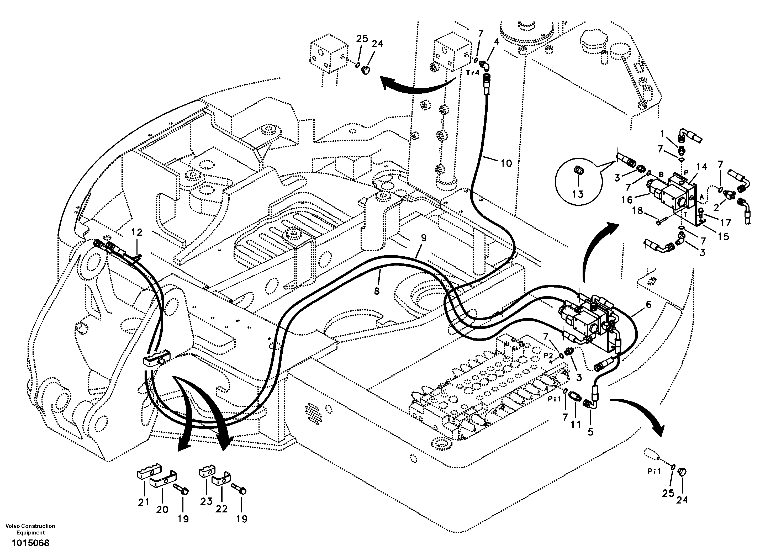 Working hydraulic, quick fit on upper frame — volvo parts diagram