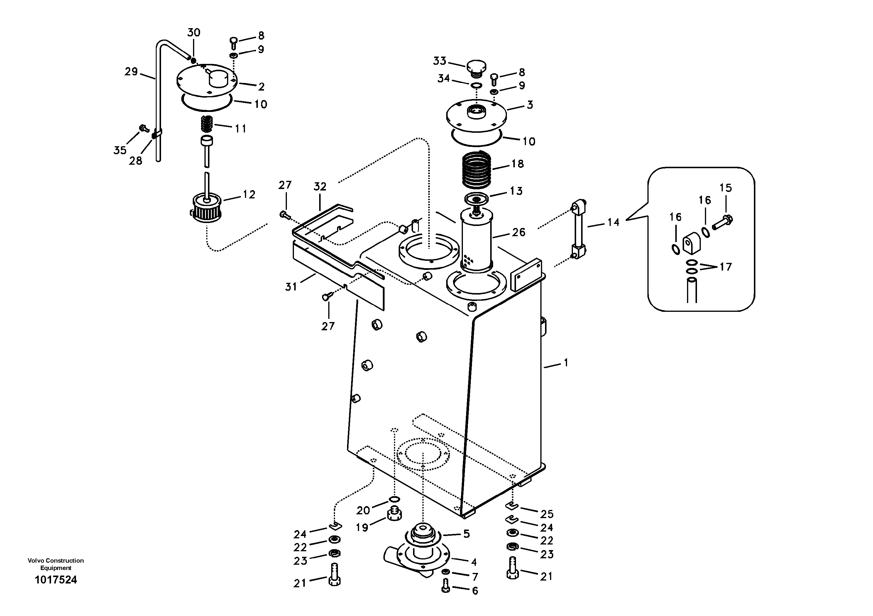 Hydraulic oil tank — volvo parts diagram