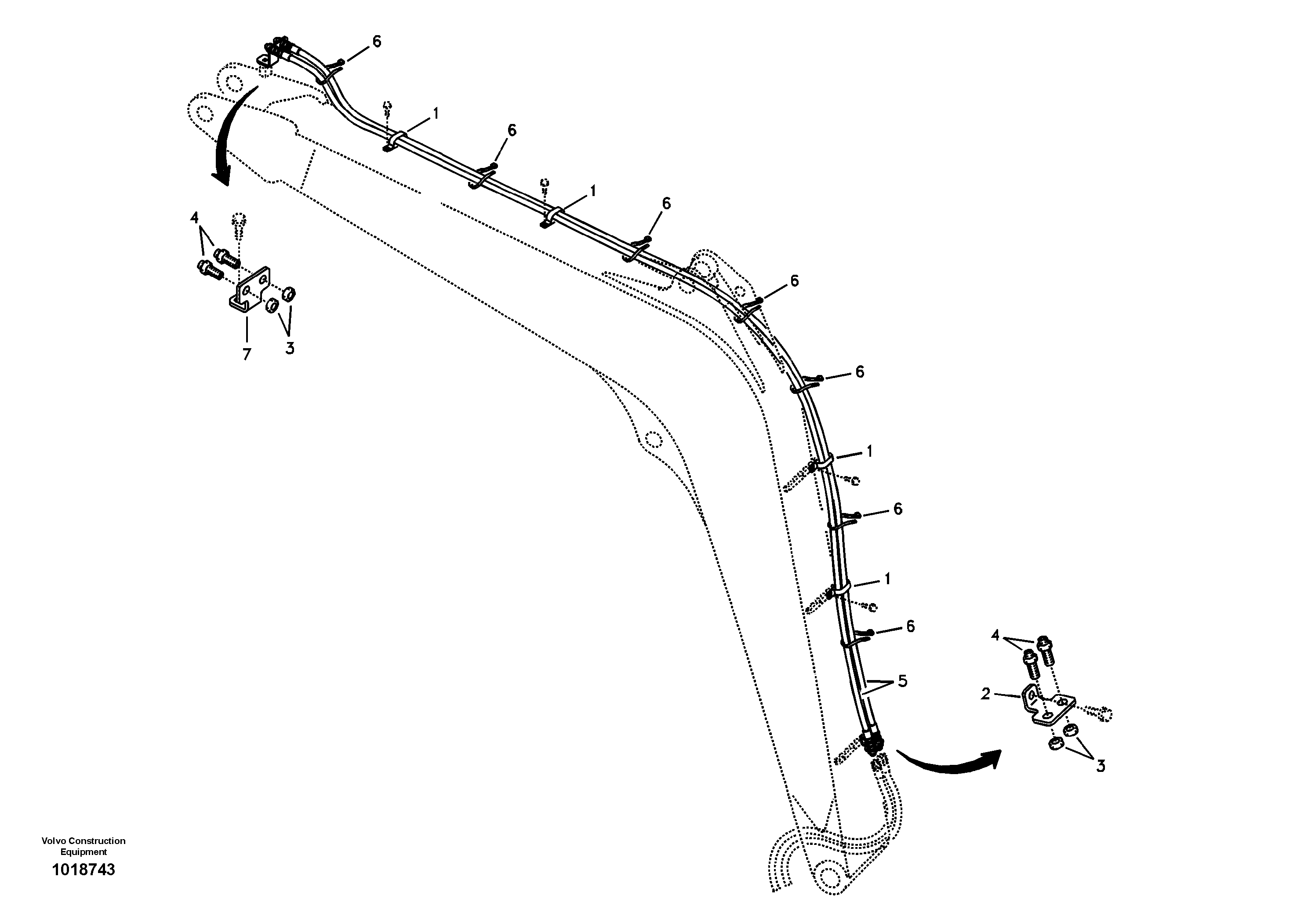 Working hydraulic, slope and rotator on boom — volvo parts diagram
