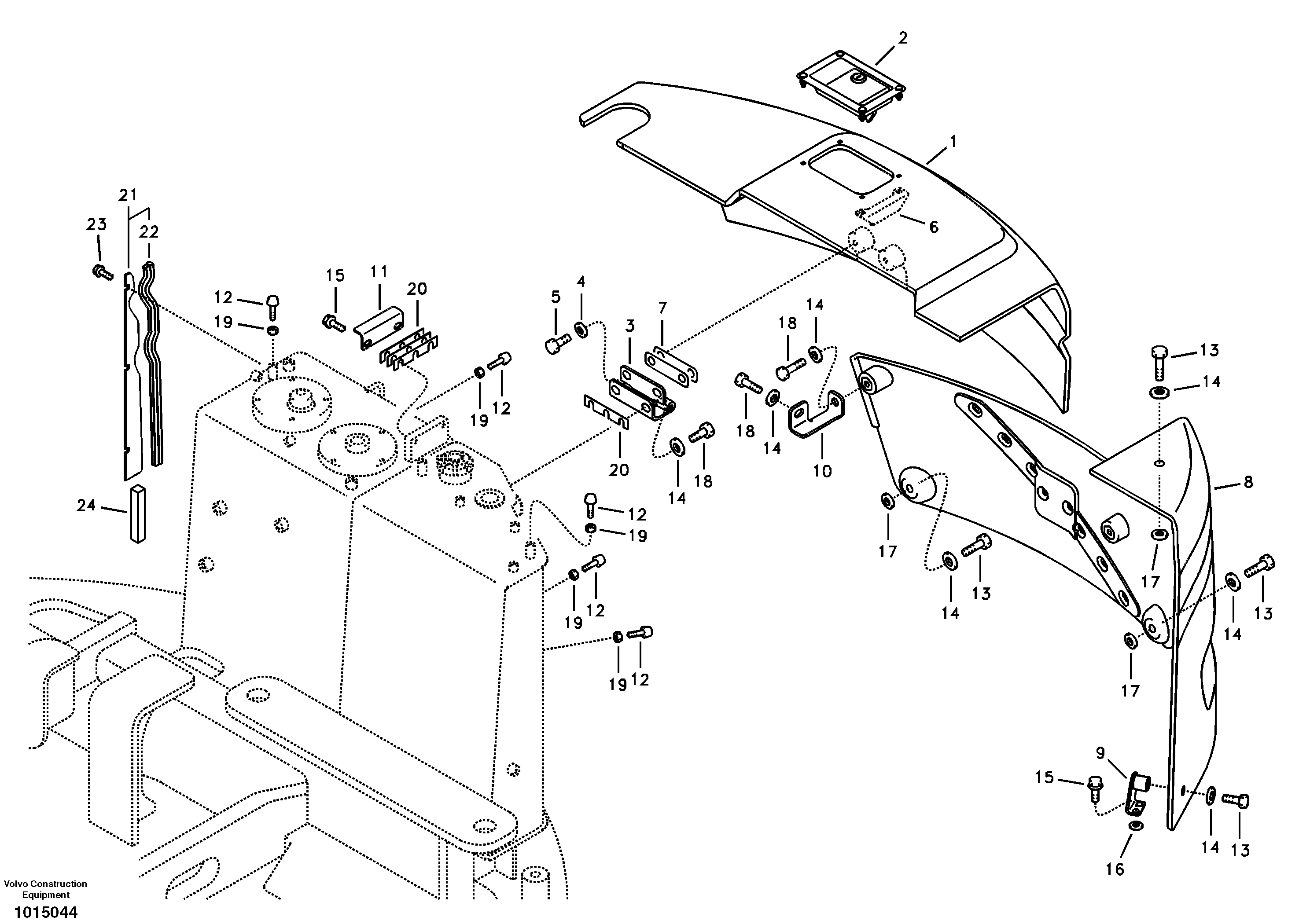 Cowl frame, cover and hood — volvo parts diagram
