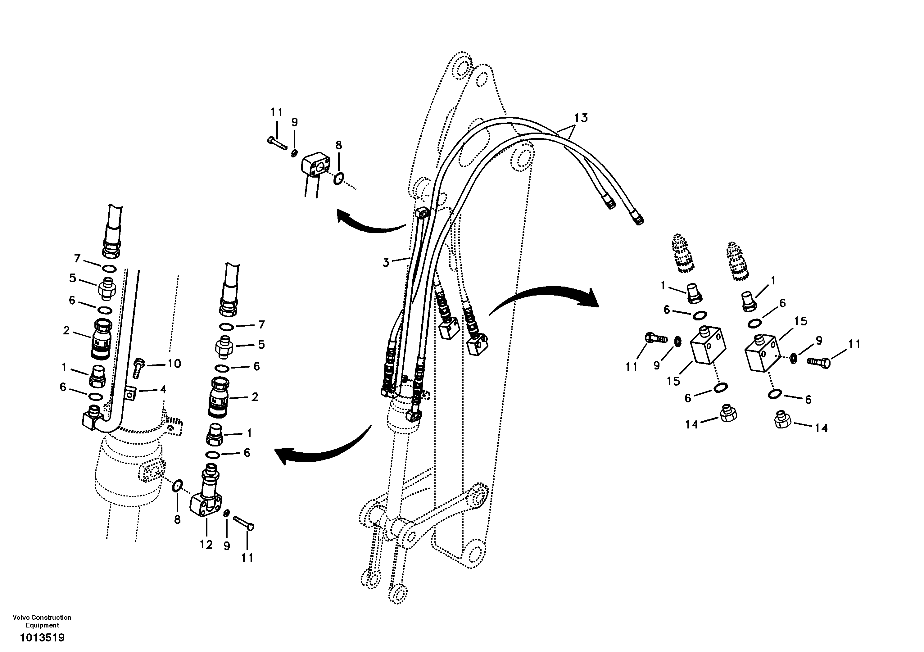 Working hydraulics, grab system on work equipment — volvo parts diagram