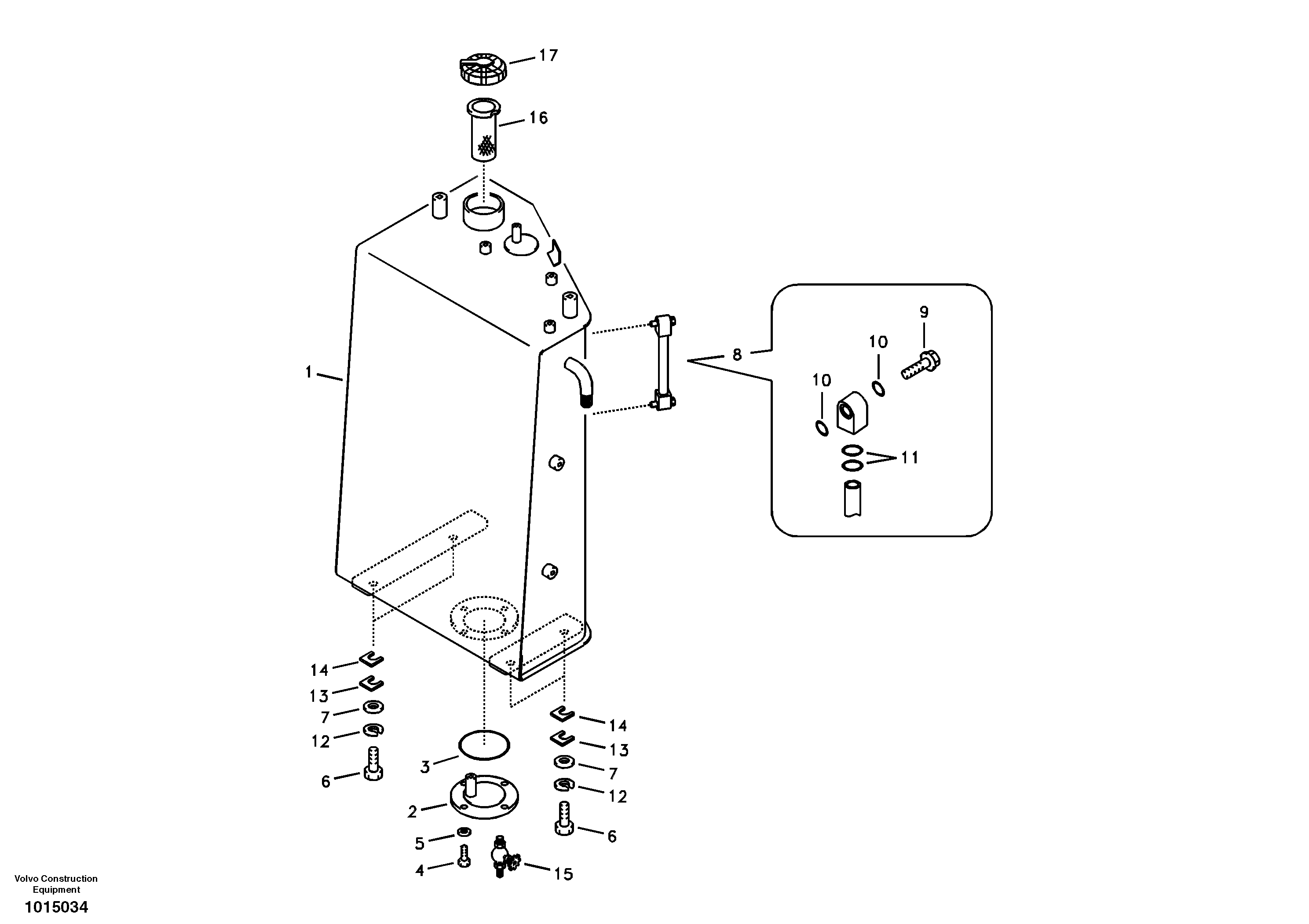 Fuel tank with fitting parts — volvo parts diagram