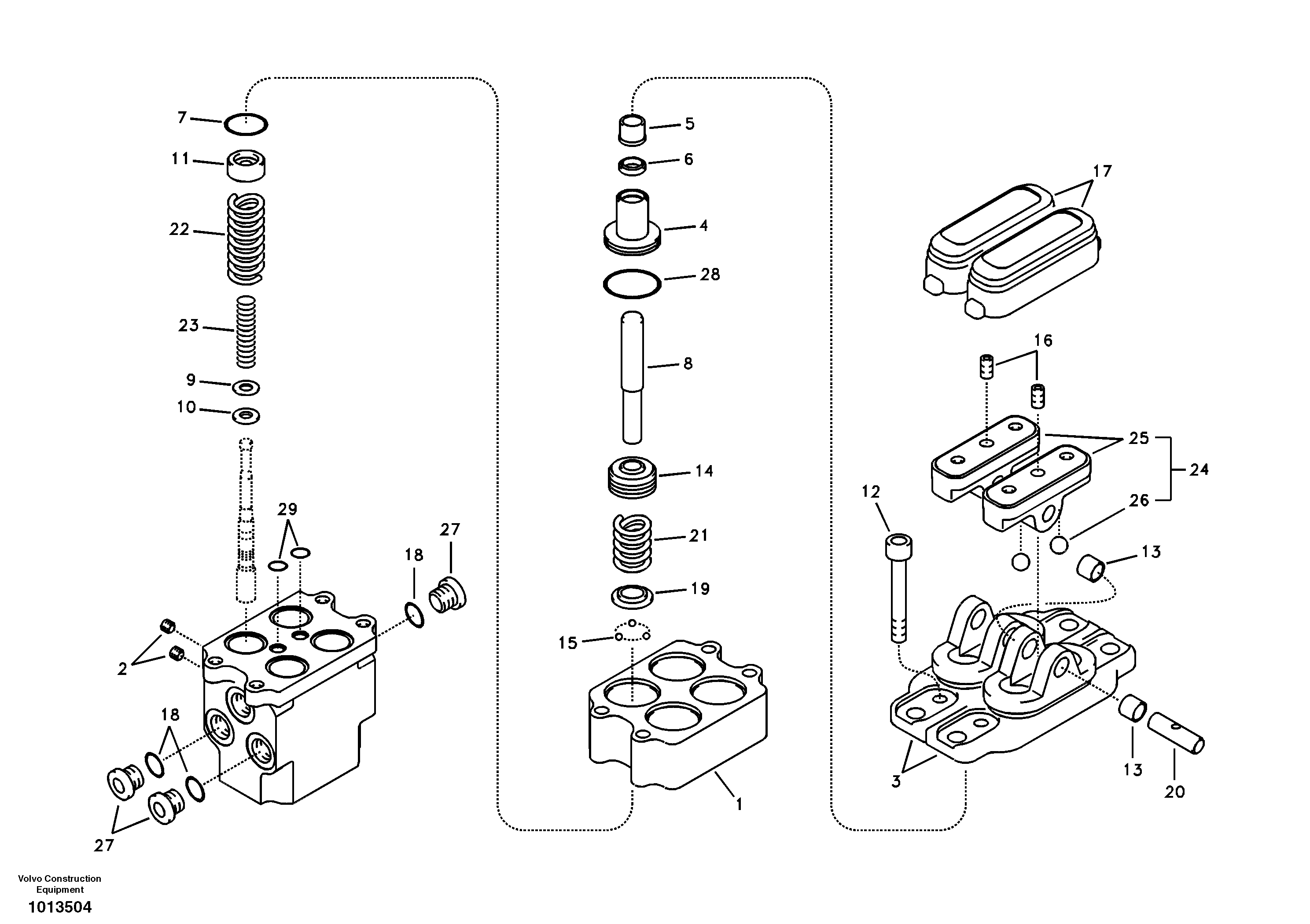 Remote control valve pedal, travel motor — volvo parts diagram