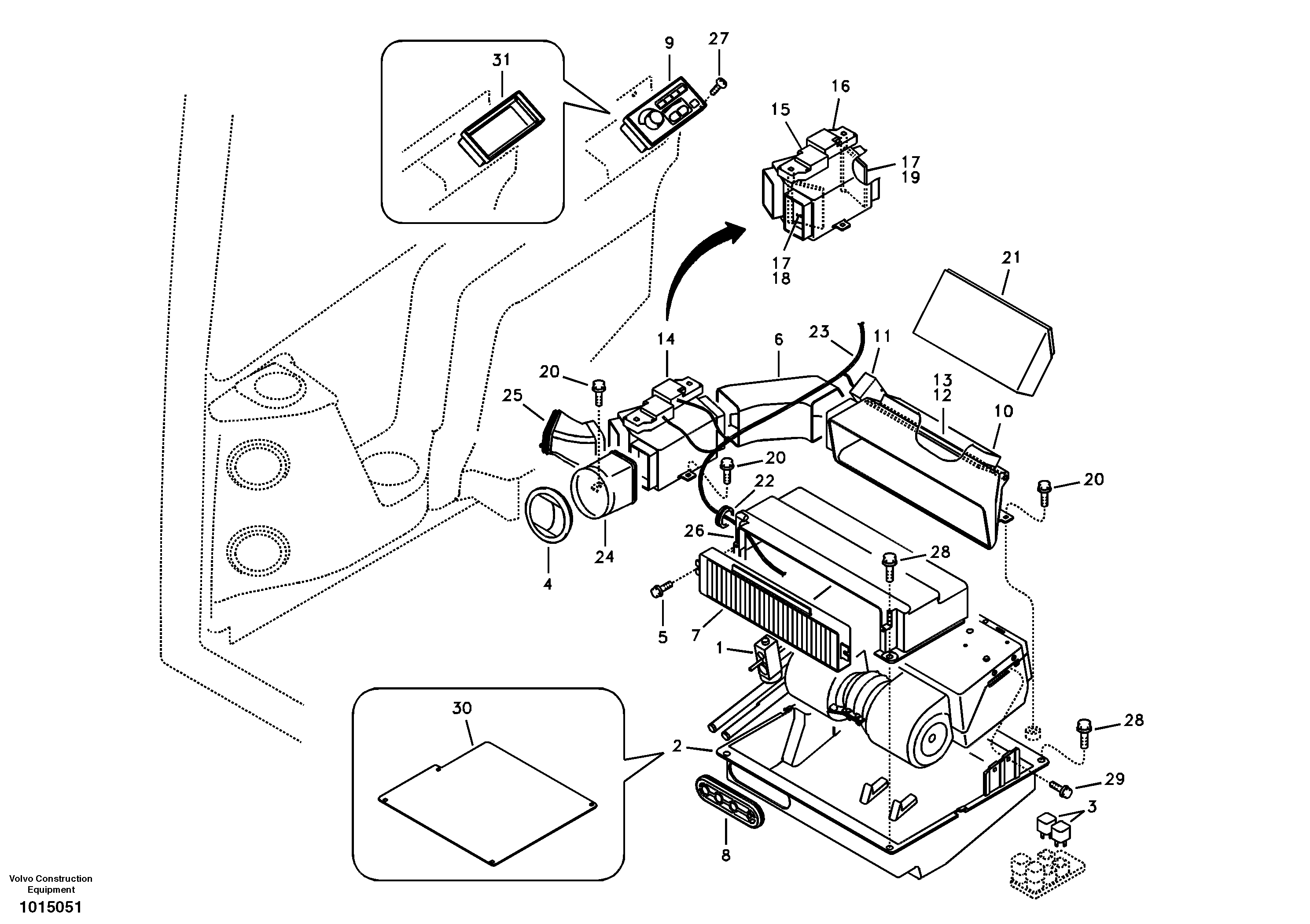 Air duct in cabin and cabin floor — volvo parts diagram