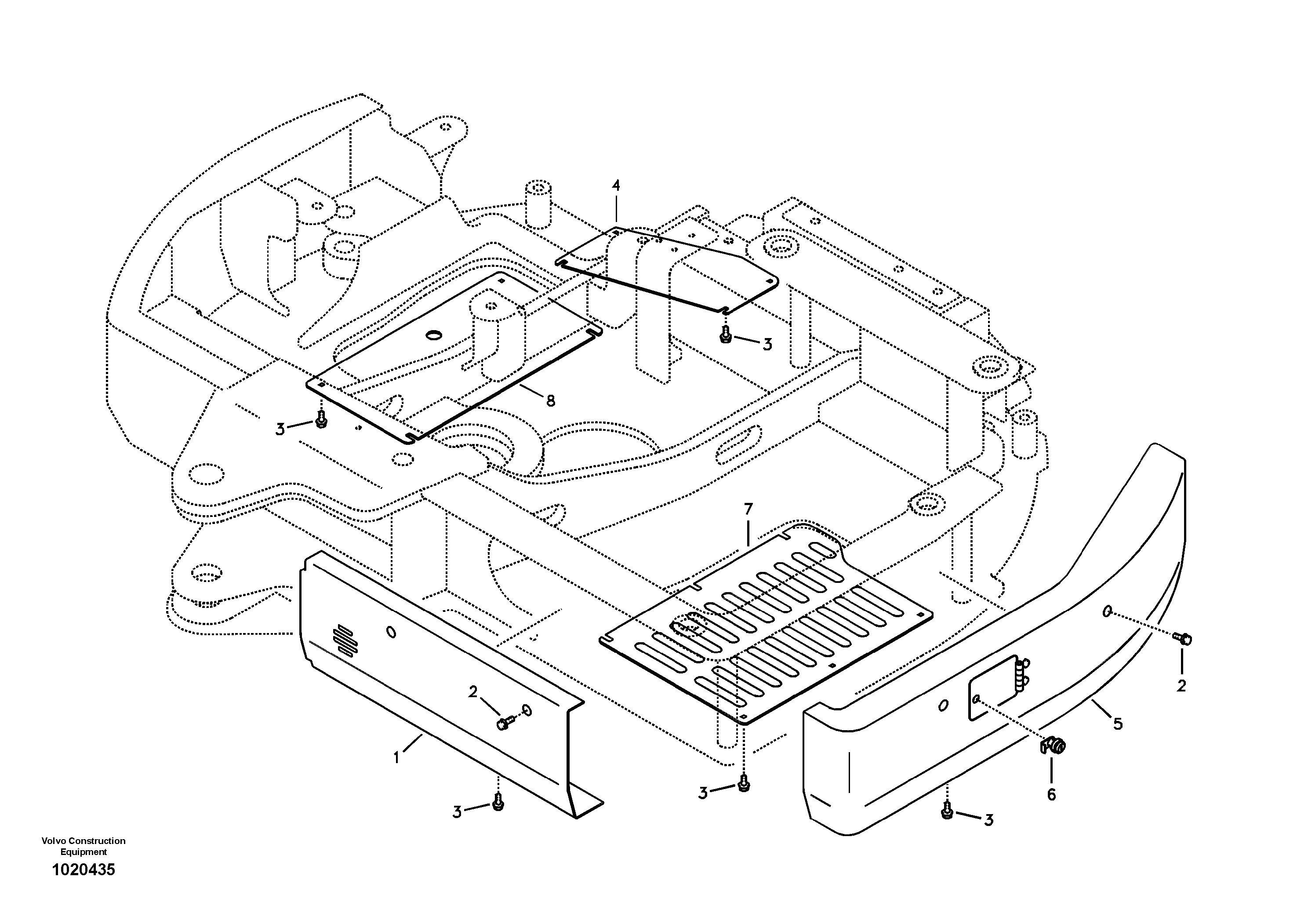 Hatches under engine, hydr.pumps, cooler, m.valve and fuel tank. — volvo parts diagram