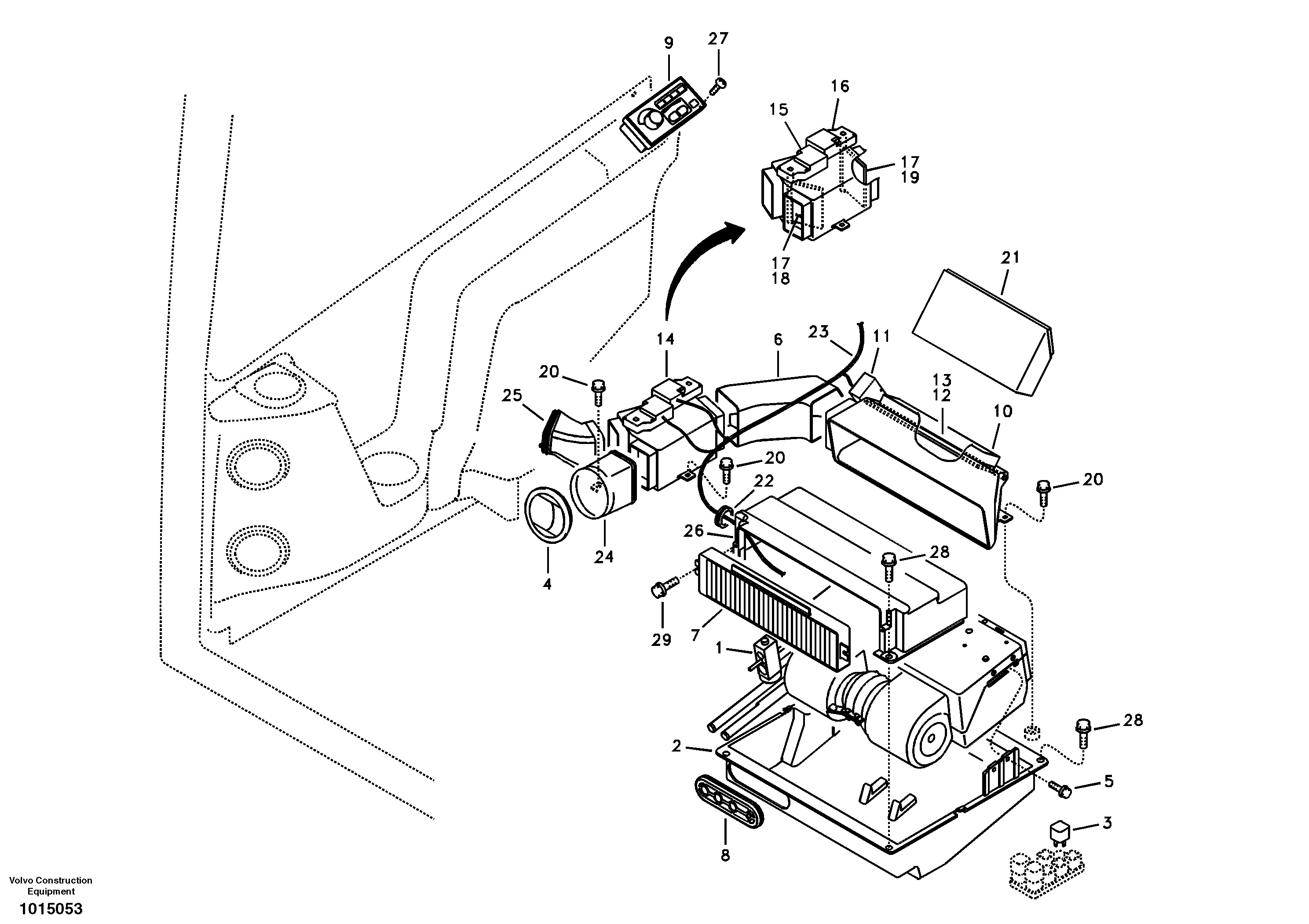 Air duct in cabin and cabin floor — volvo parts diagram