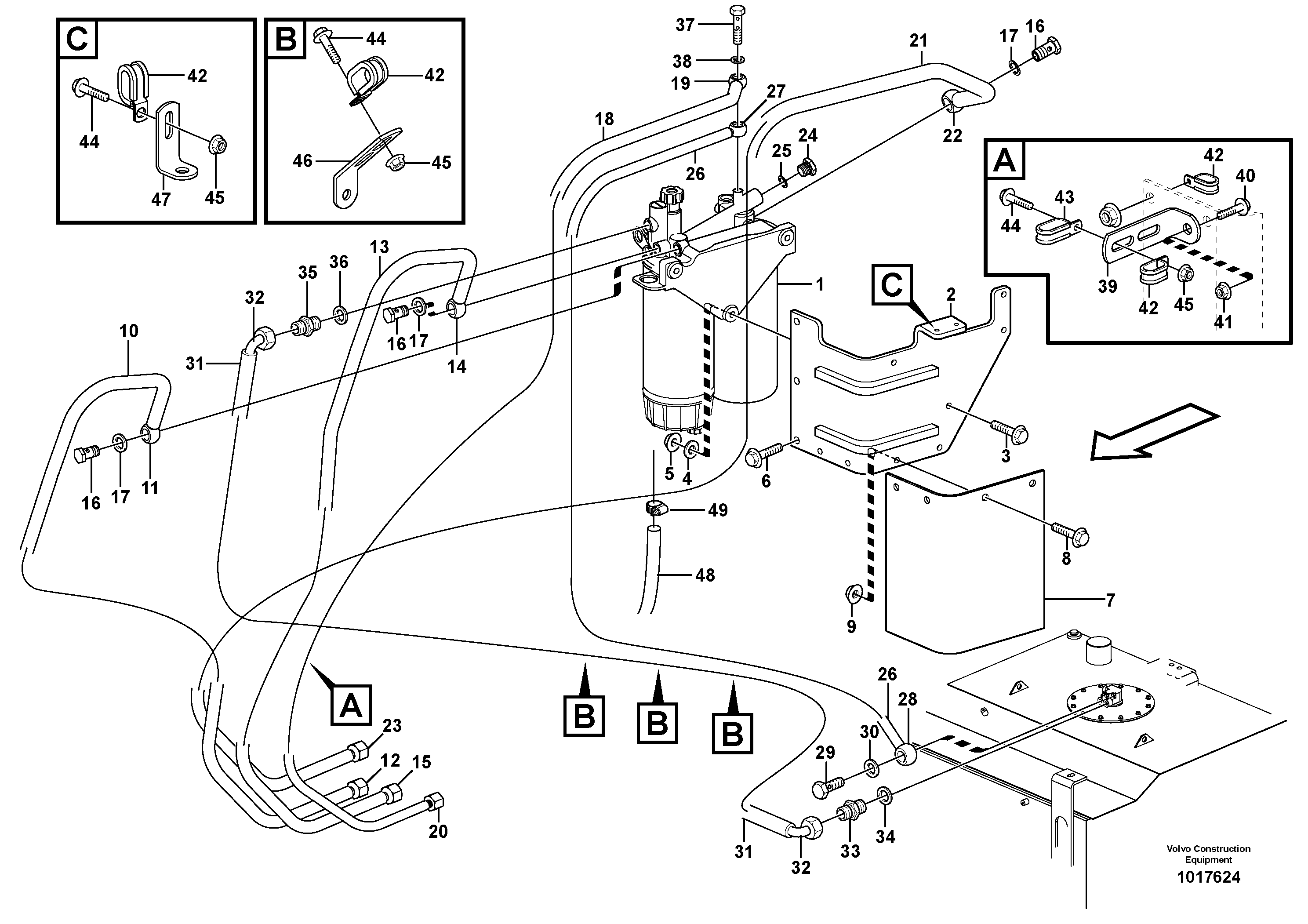 Fuel lines: Fuel filter - engine — volvo parts diagram