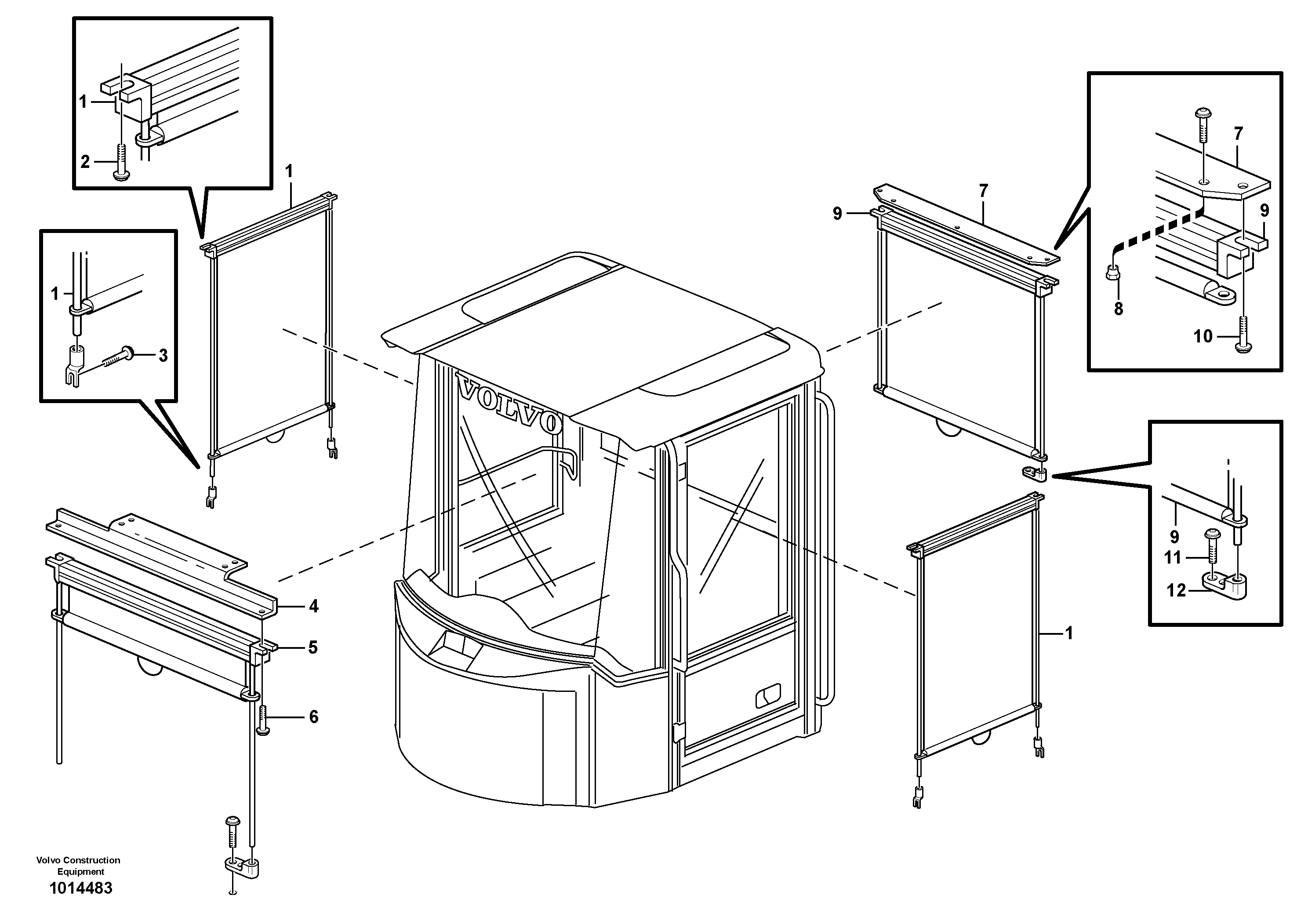 Interior components, sun blinds. 80307, 80308 — volvo parts diagram