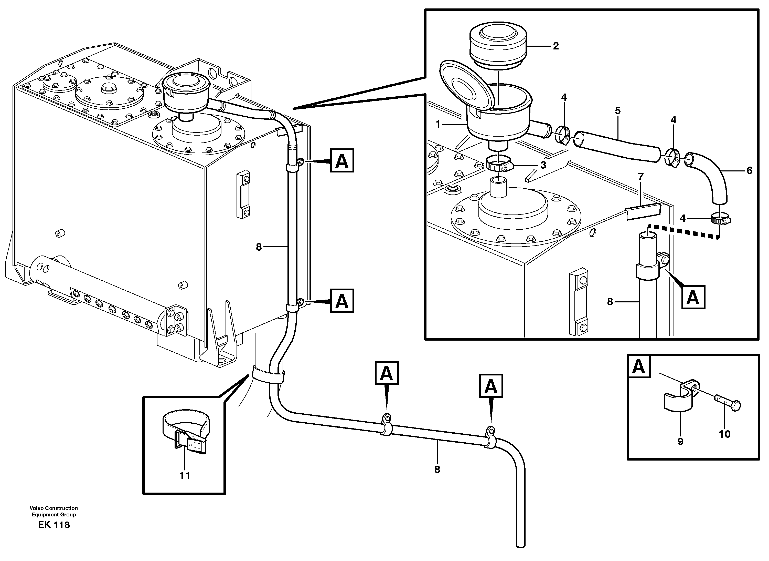 Hydraulic fluid tank, ventilation — volvo parts diagram