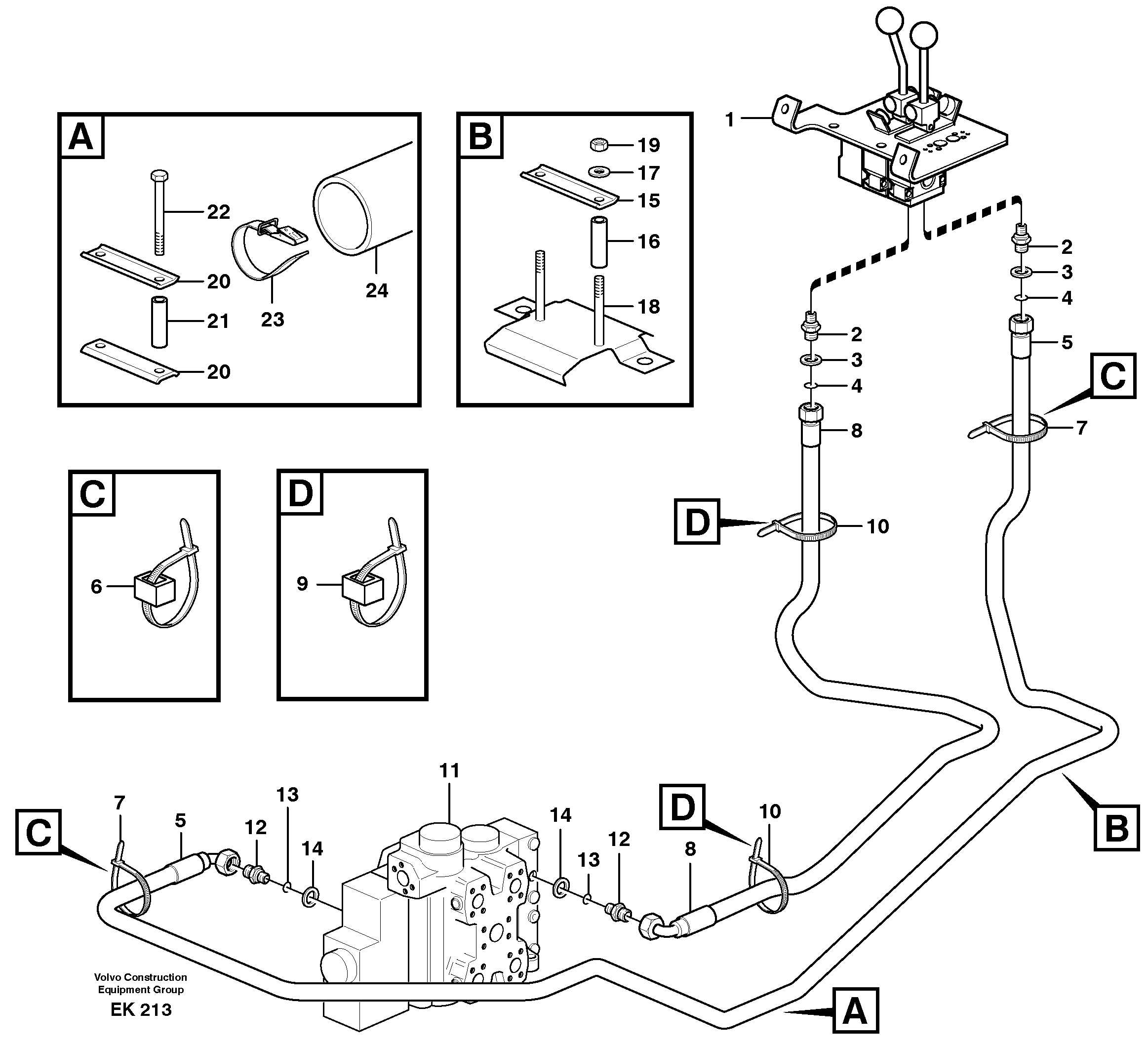 Servo - hydraulic, control lines, tilt — volvo parts diagram