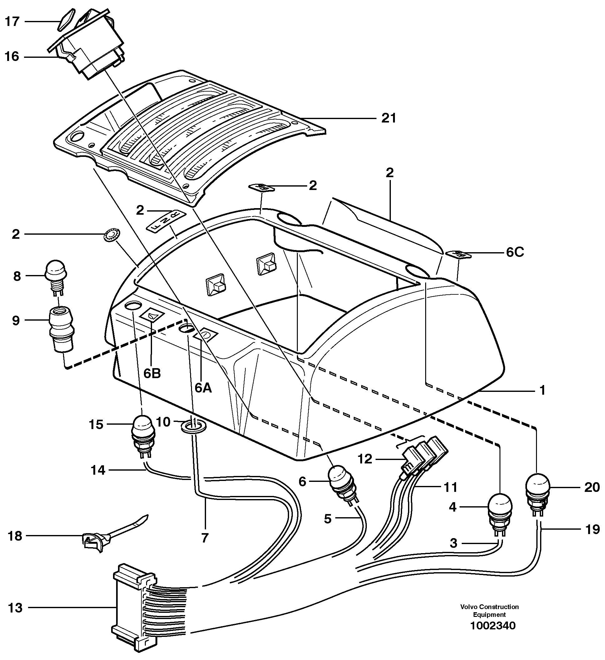 Cable harnesses, gear lever carrier  80277 — volvo parts diagram