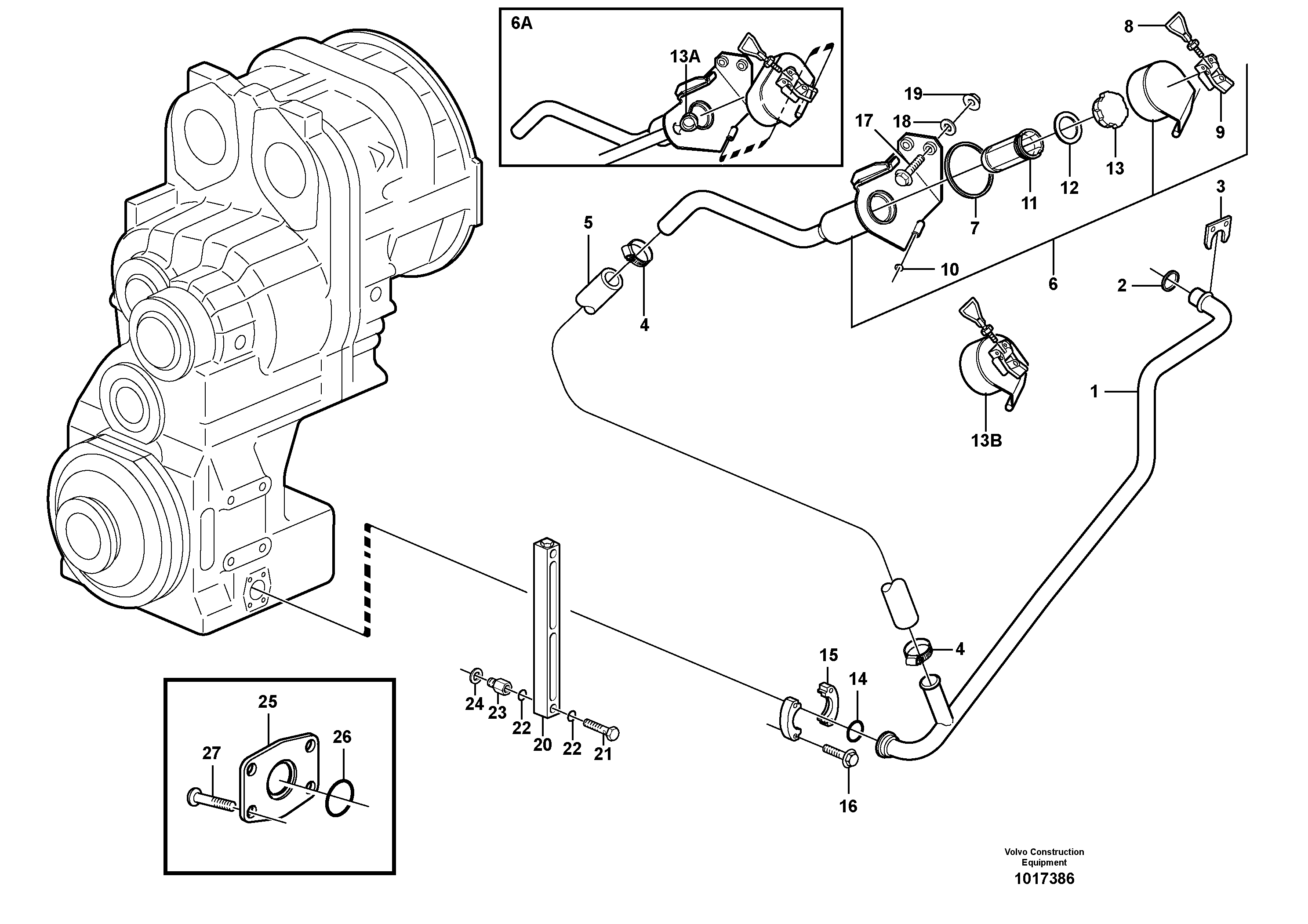 Oil filler, level inspection glass and drainage. — volvo parts diagram