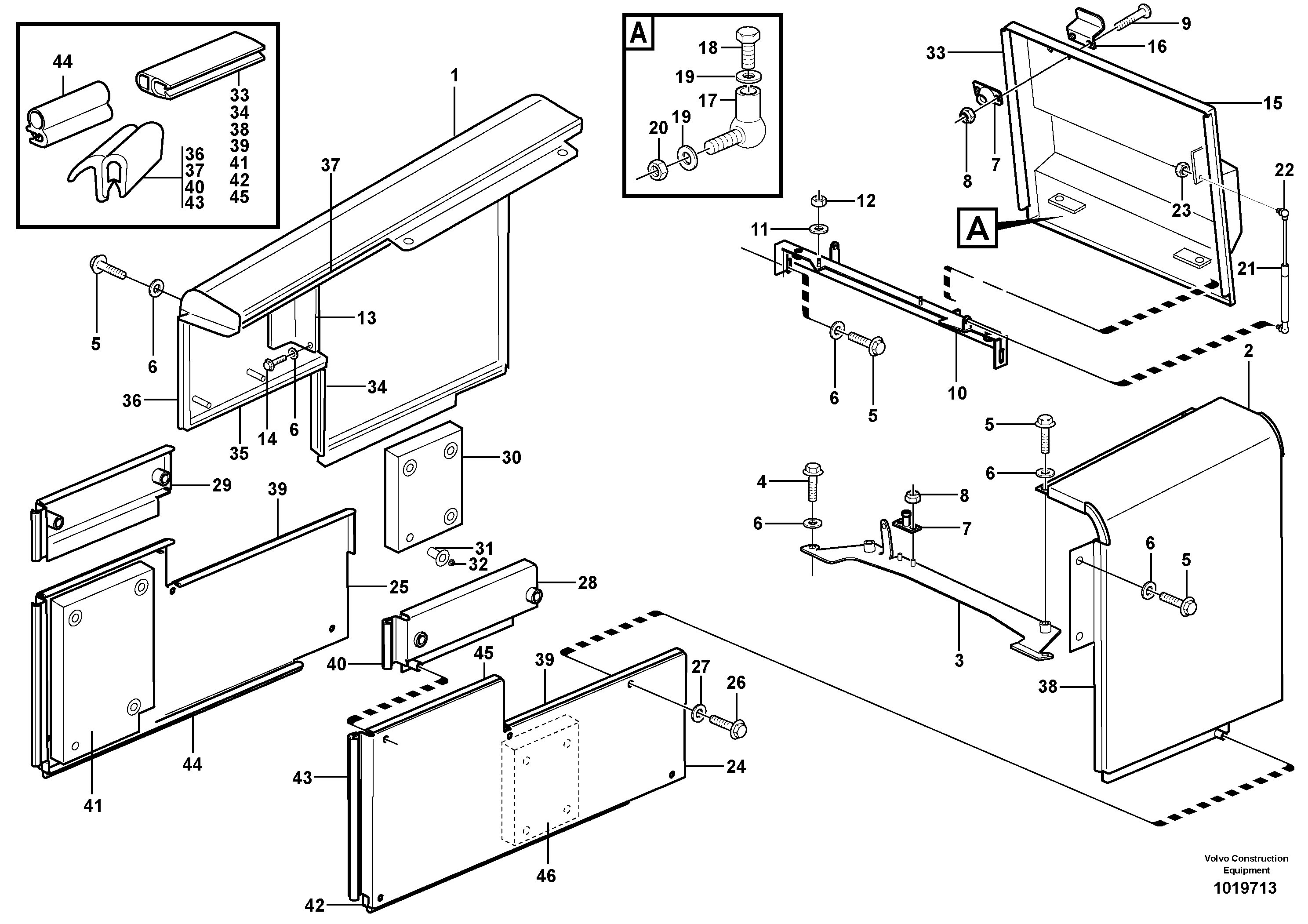 Hatches, hydraulic fluid tank — volvo parts diagram