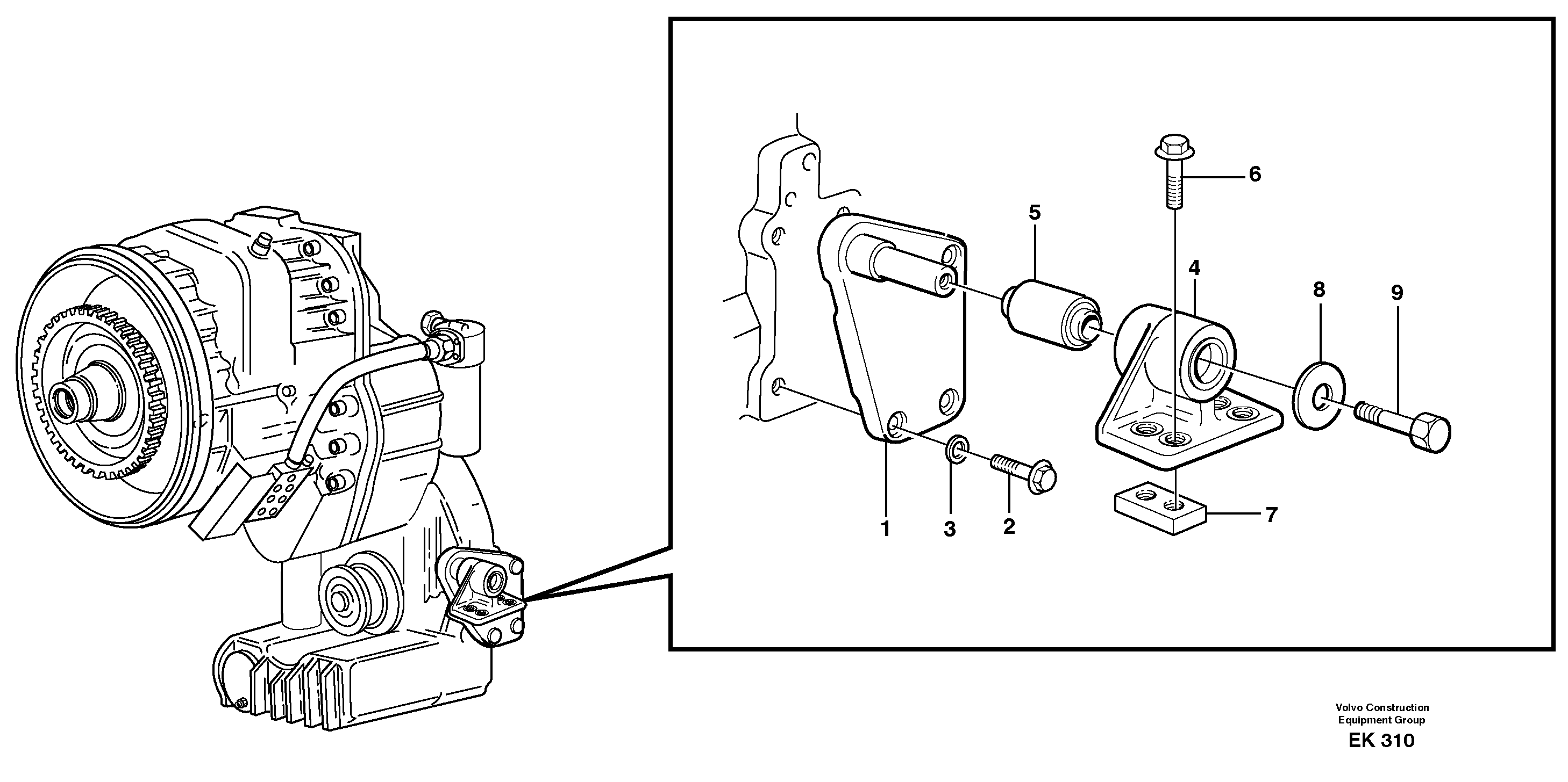 Gear box housing with fitting parts — volvo parts diagram