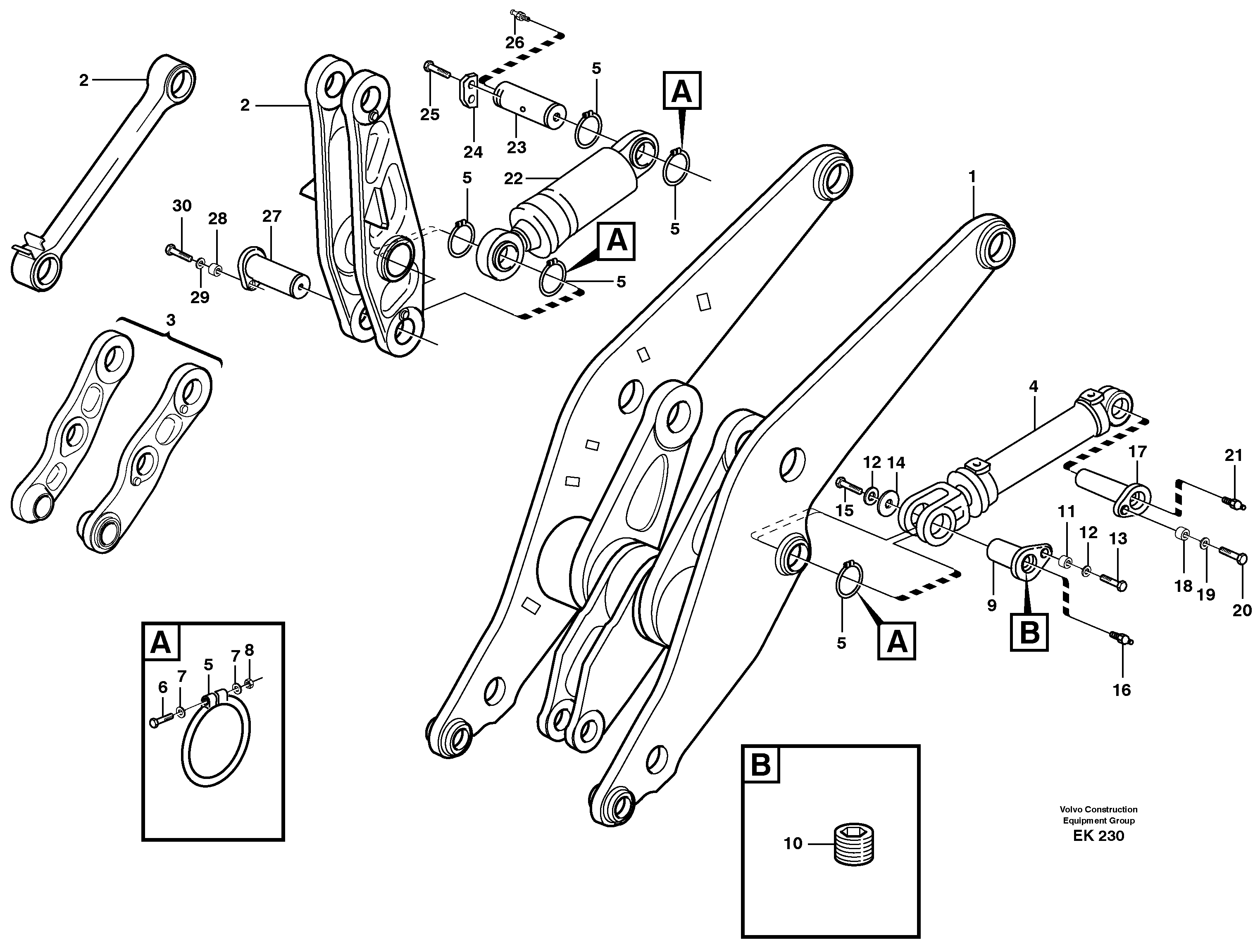 Lifting- and tilt cylinder with assembly parts. — volvo parts diagram