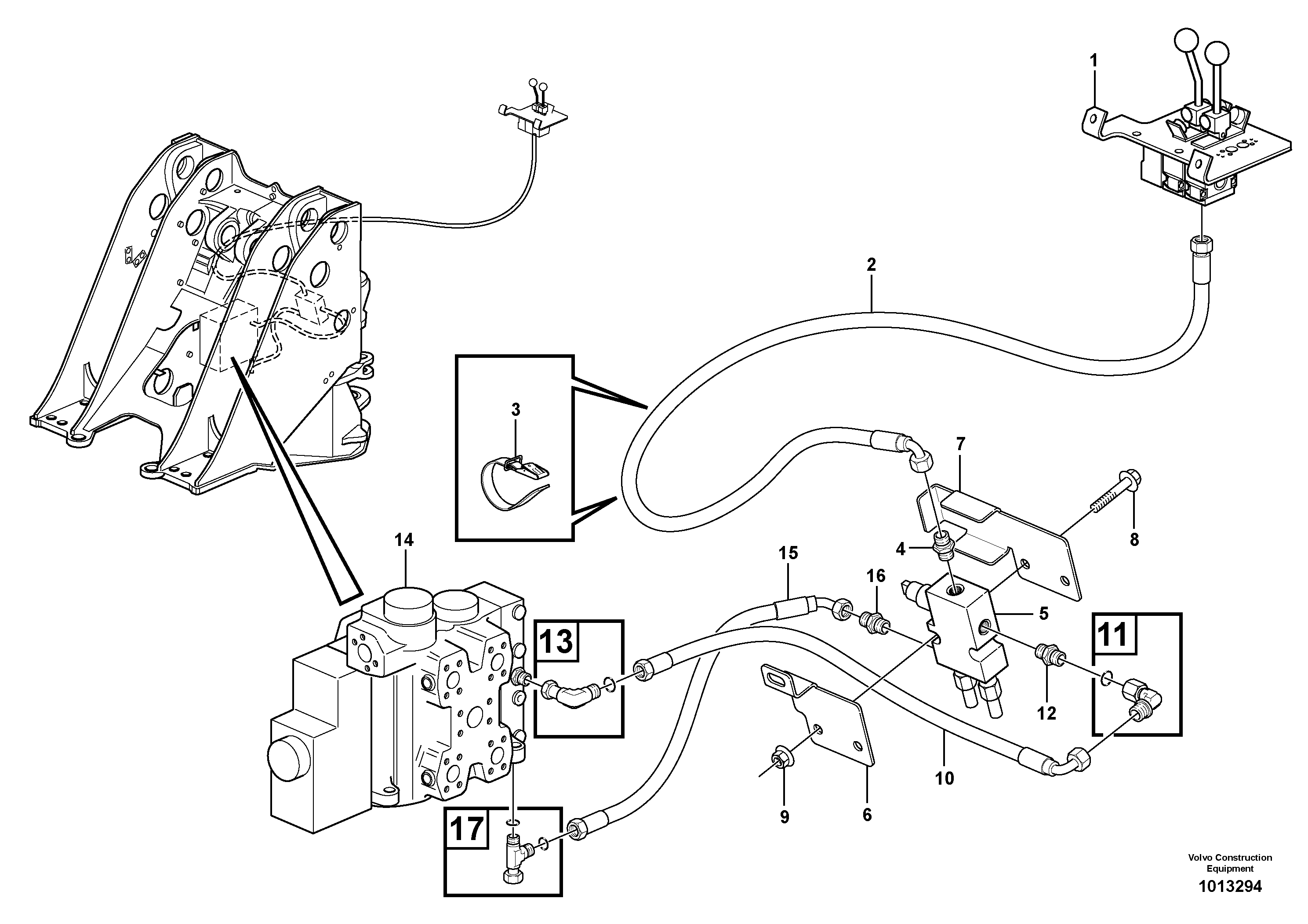 Valve, "return to dig"  82889 — volvo parts diagram