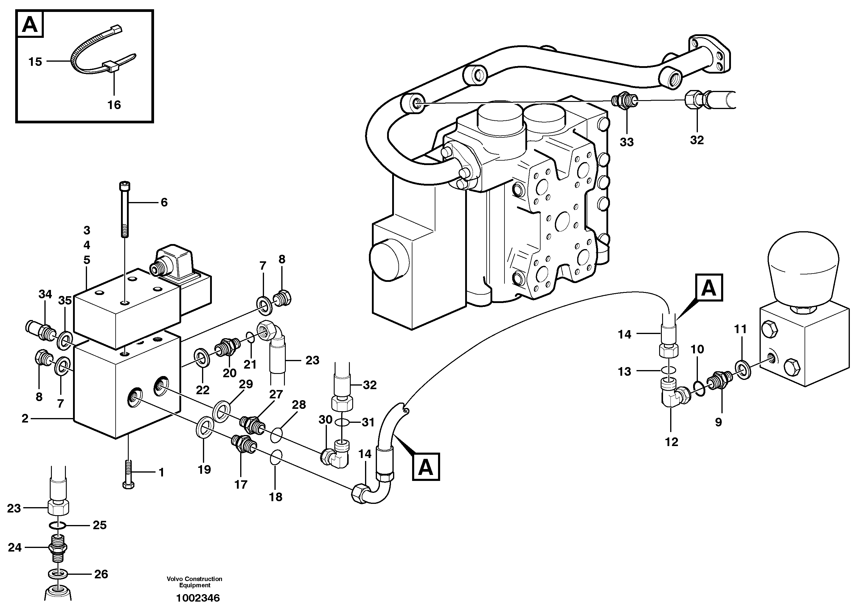 Differential lock, hydraulic line — volvo parts diagram