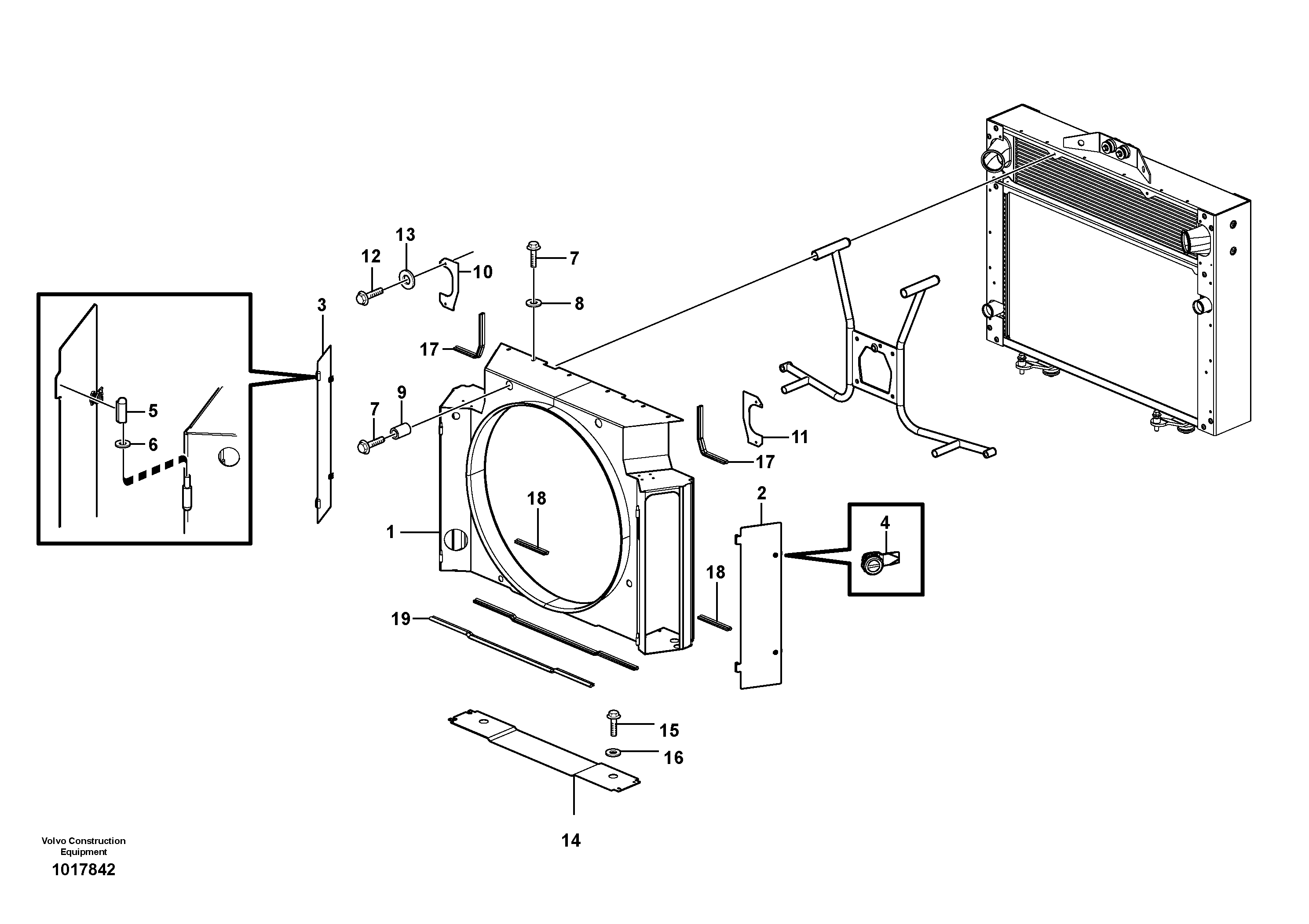 Fan shroud with fitting parts — volvo parts diagram