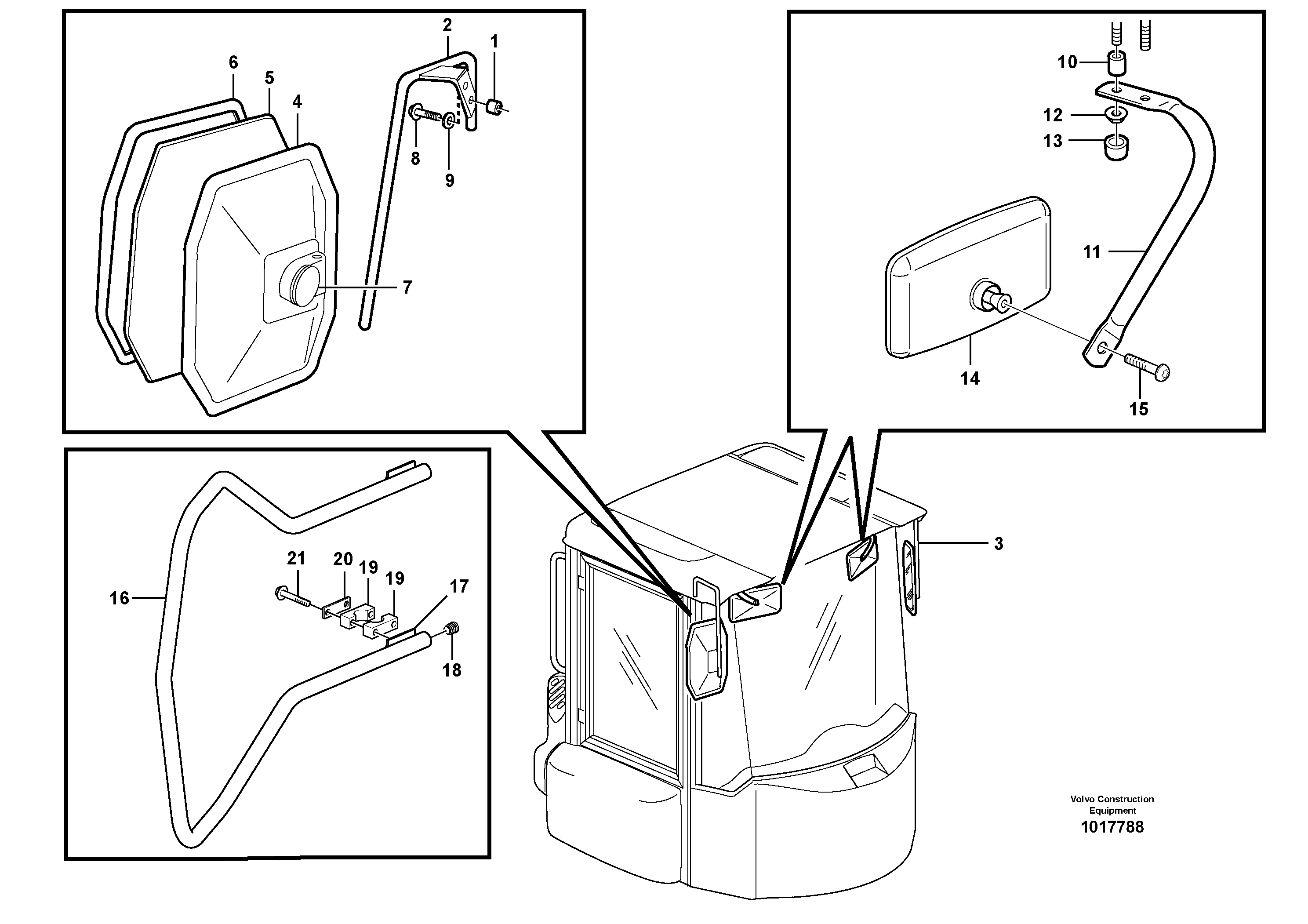 Rear view mirror — volvo parts diagram