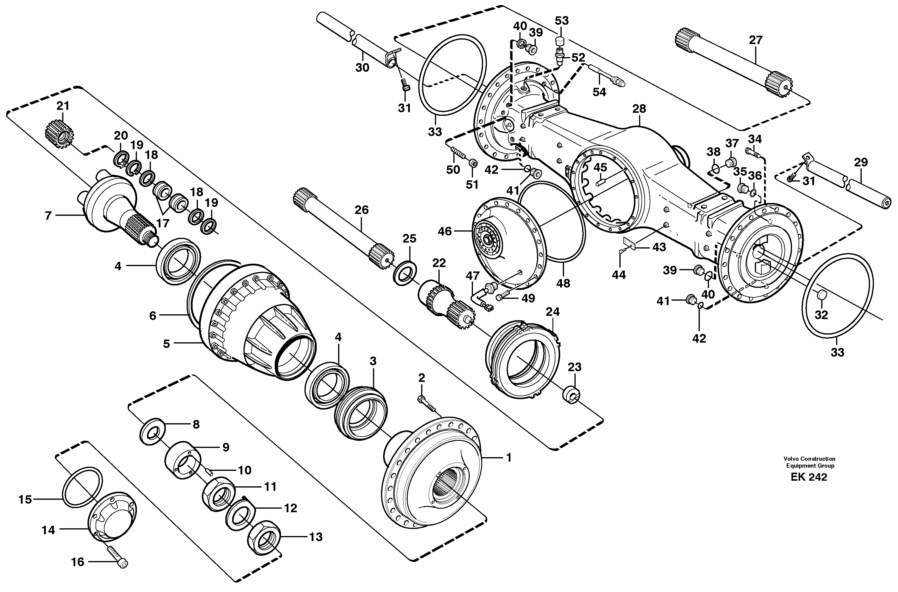 Planet shaft, rear 23883, 23896 — volvo parts diagram