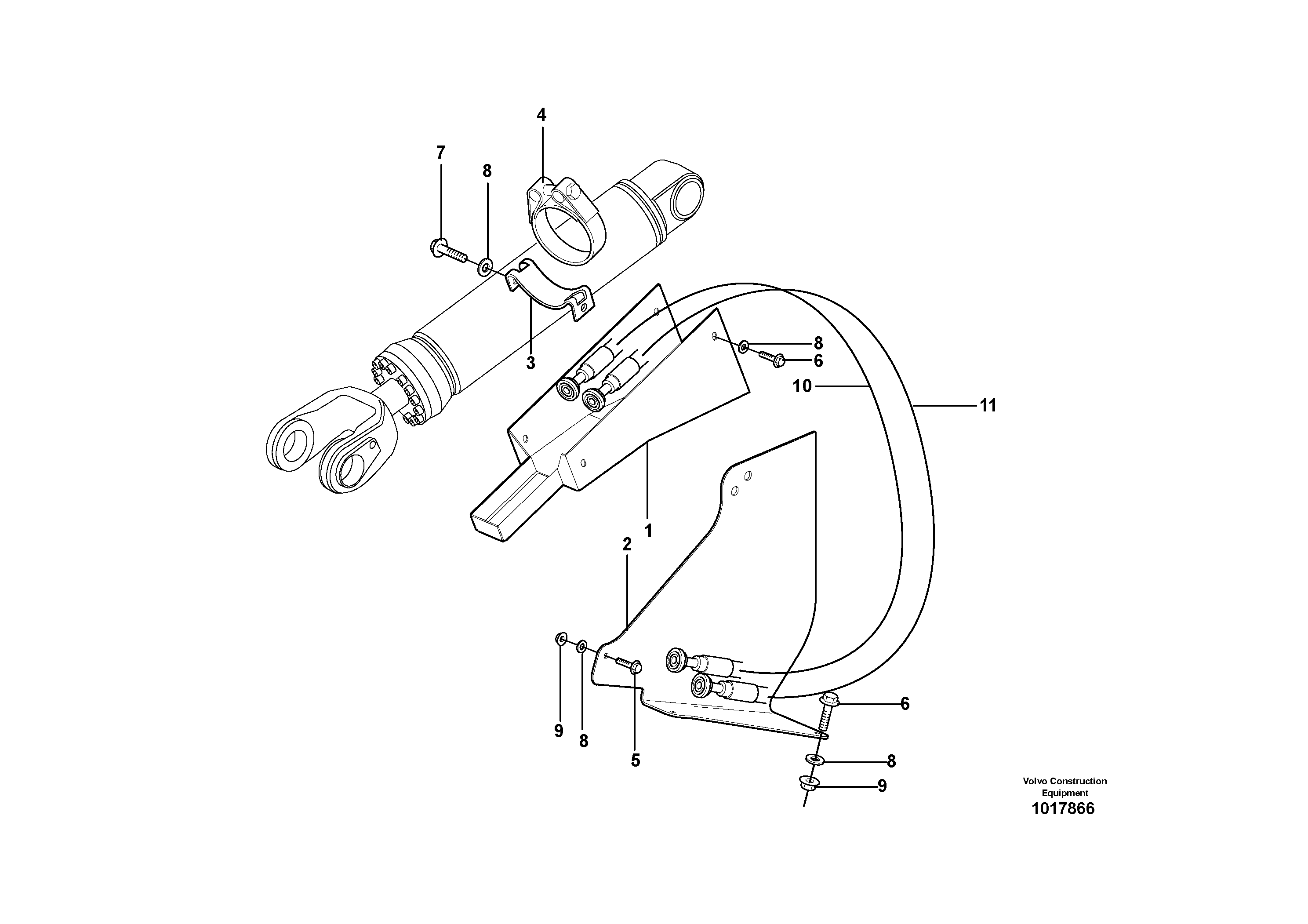 Hose protection, lift cylinder  82221 — volvo parts diagram