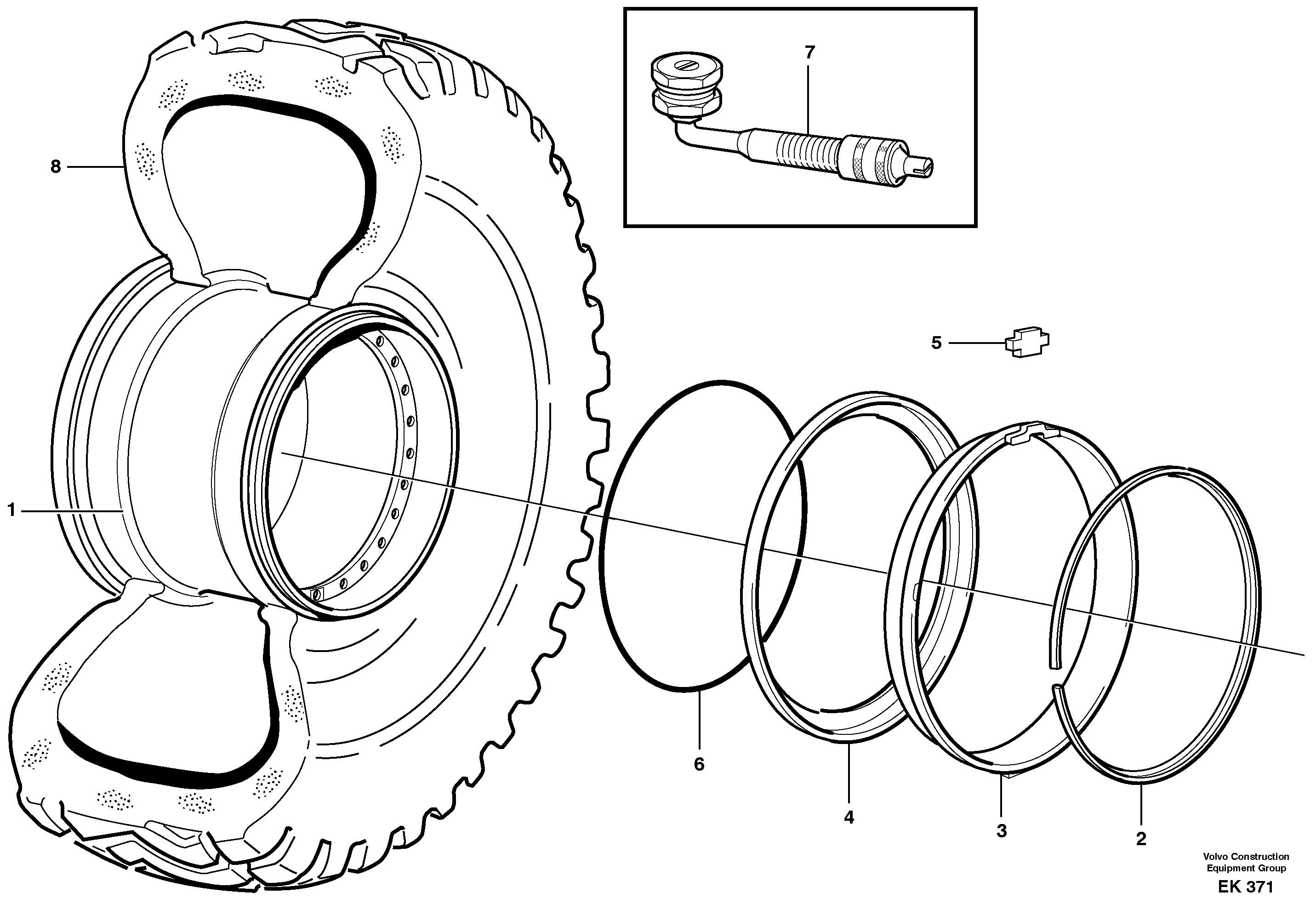 Wheel 29,5R25 — volvo parts diagram