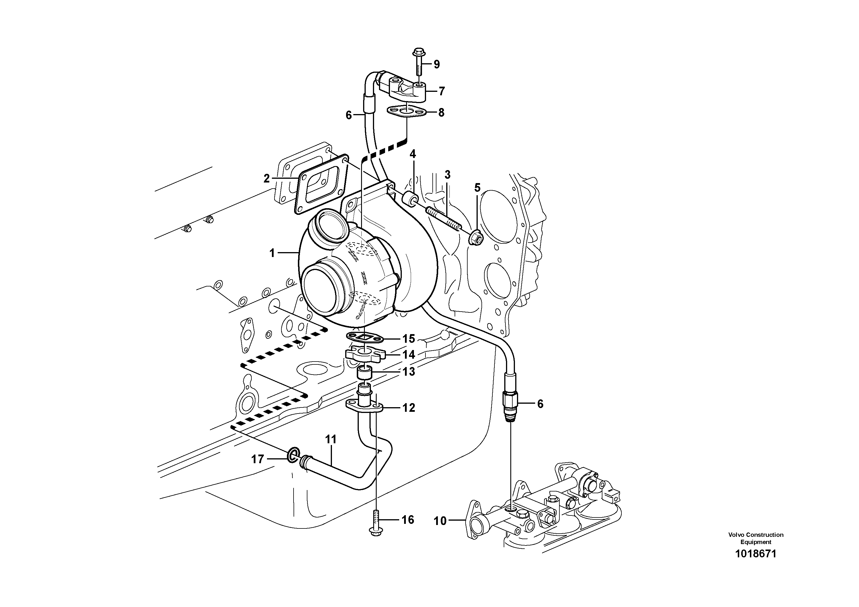 Turbocharger with fitting parts — volvo parts diagram