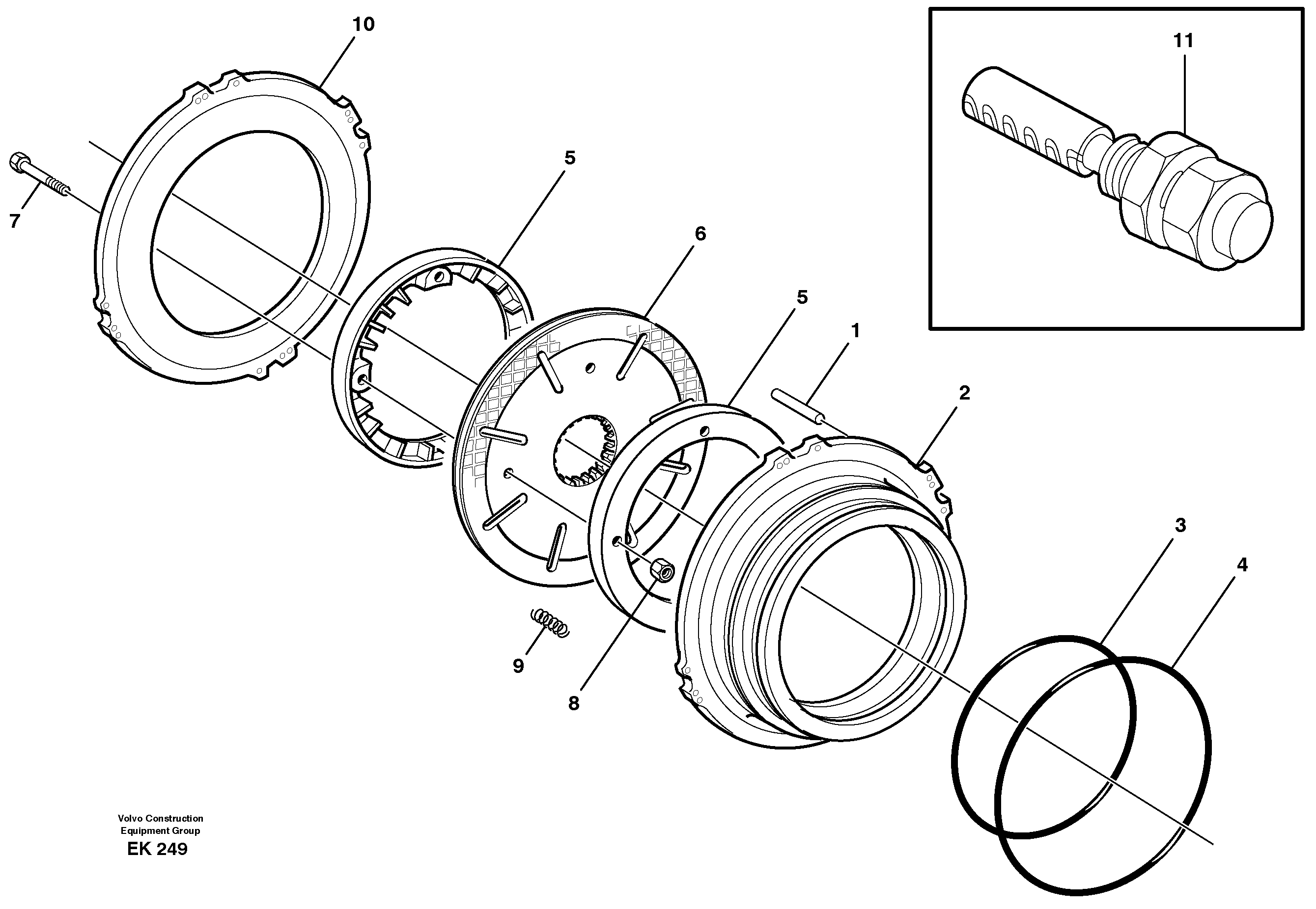 Multi-disc brake, rear. 23883, 23896 — volvo parts diagram