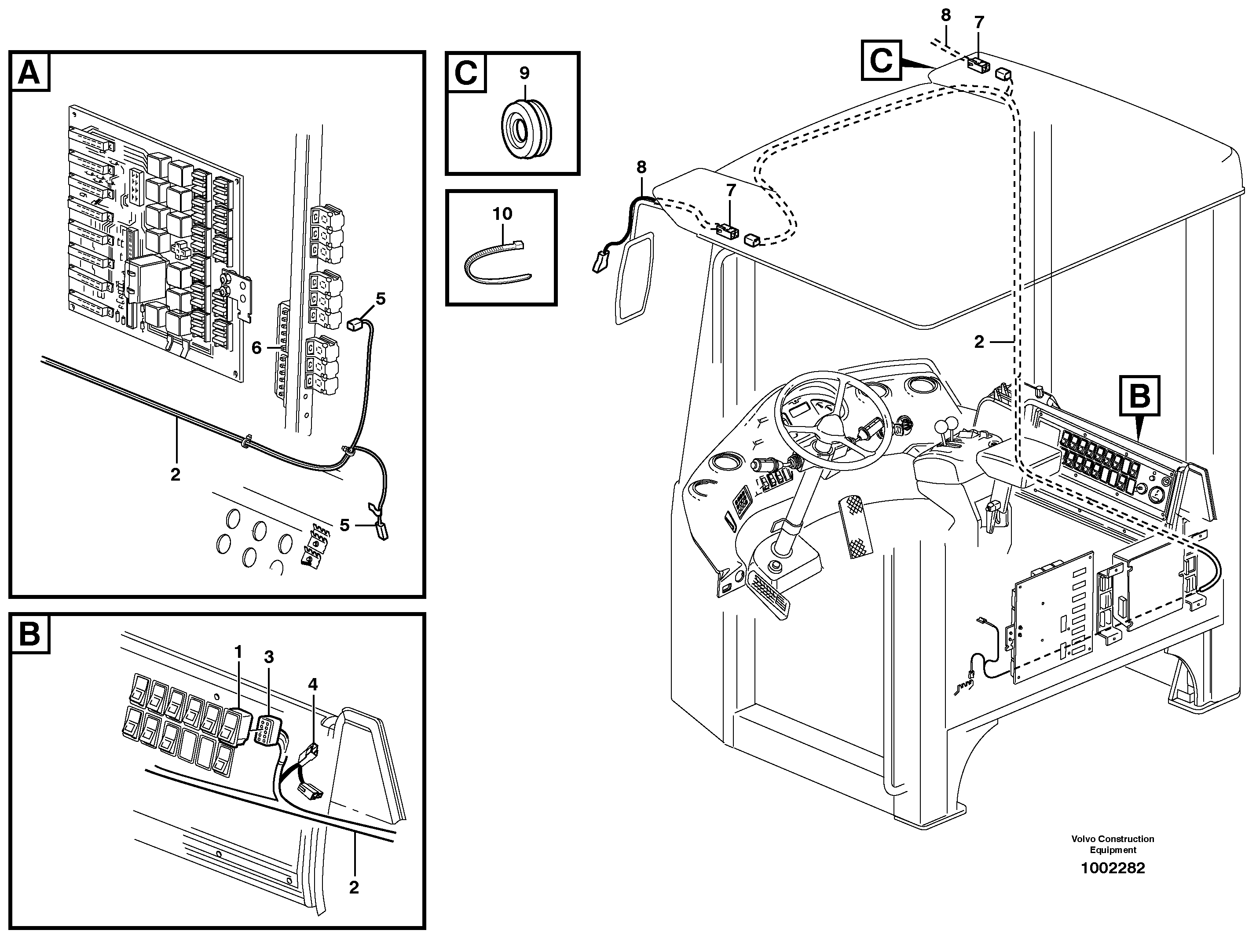Cable harness, electr. heated rear-view mirror  80830 — volvo parts diagram
