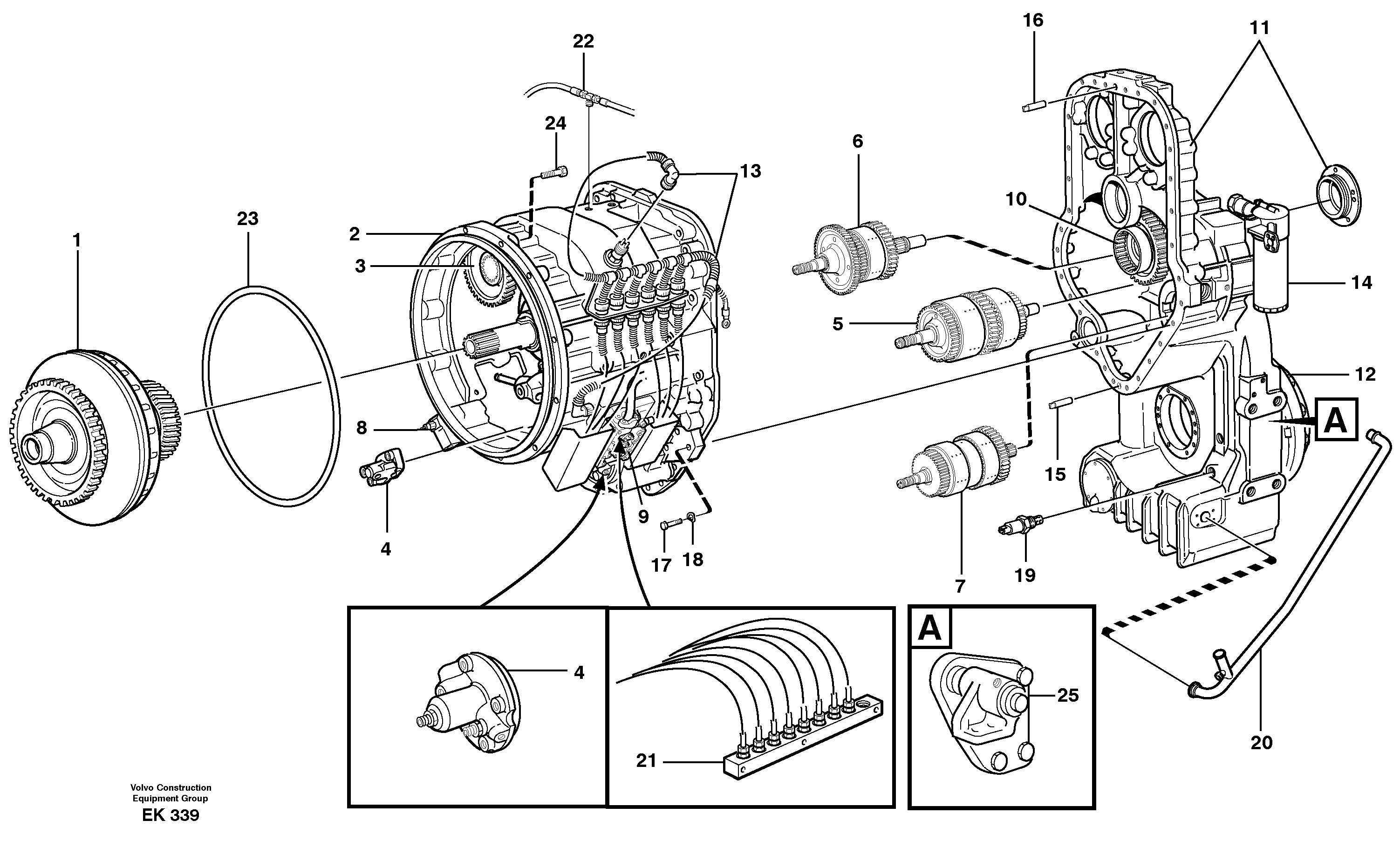 Hydraulic transmission with fitting parts — volvo parts diagram