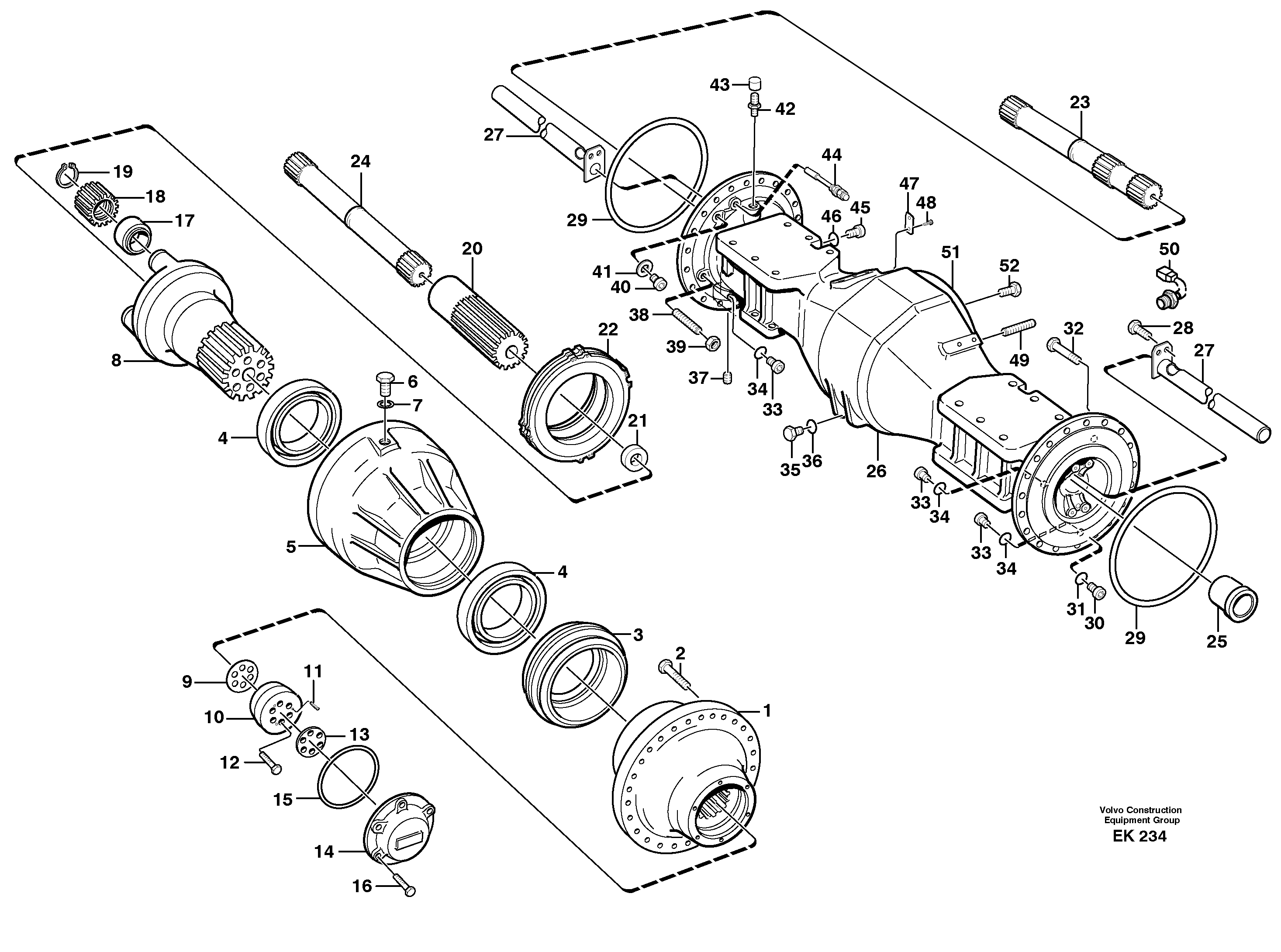 Planet shaft, front 23876, 23893 — volvo parts diagram