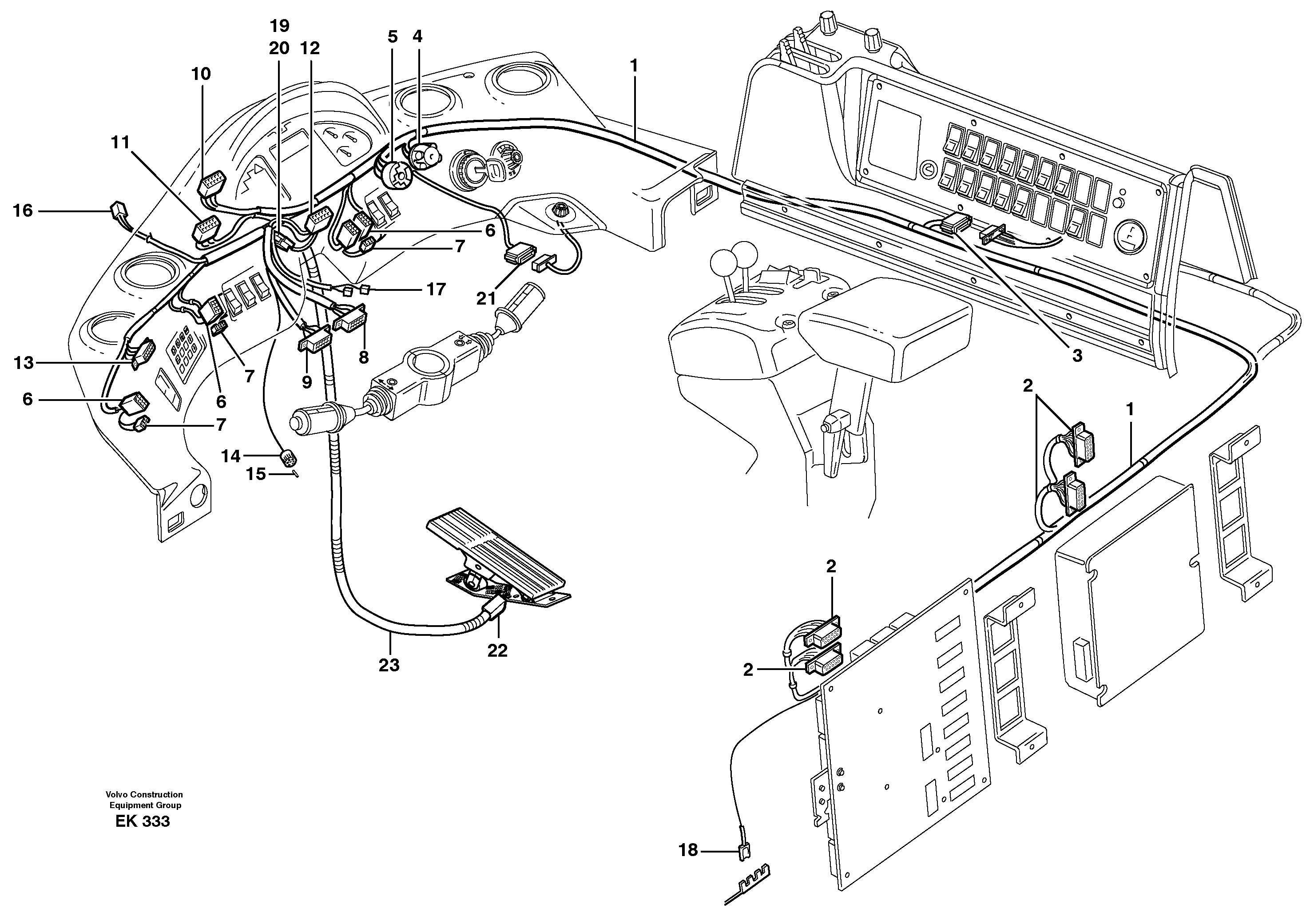 Cable harnesses, instrument panel. — volvo parts diagram