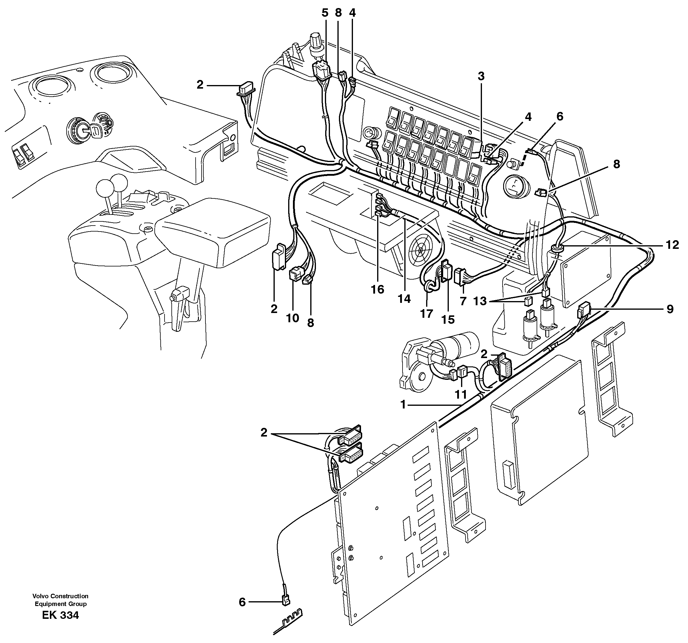 Cable harnesses, cab — volvo parts diagram