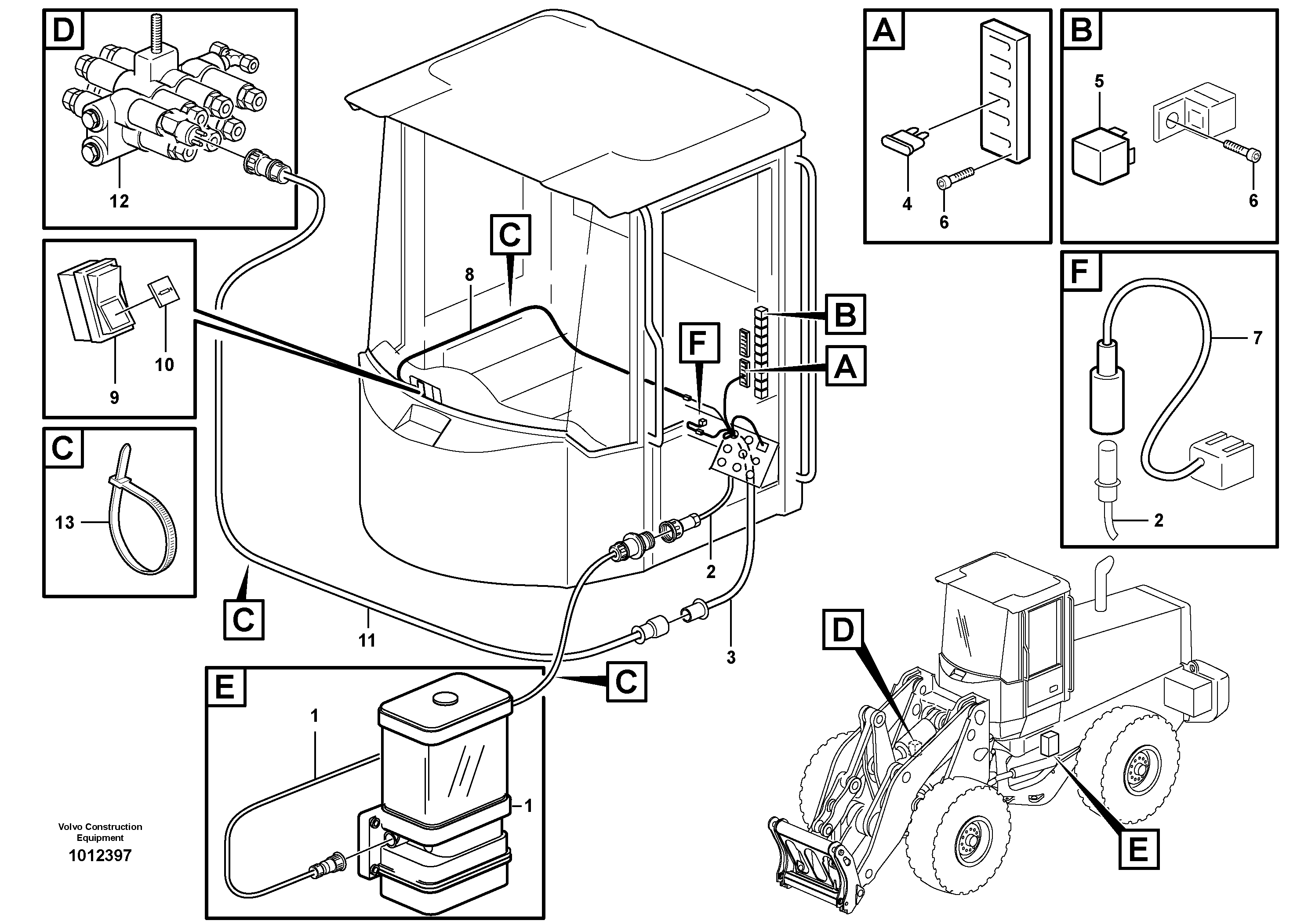 Cable harness for central lubrication.  82108 — volvo parts diagram