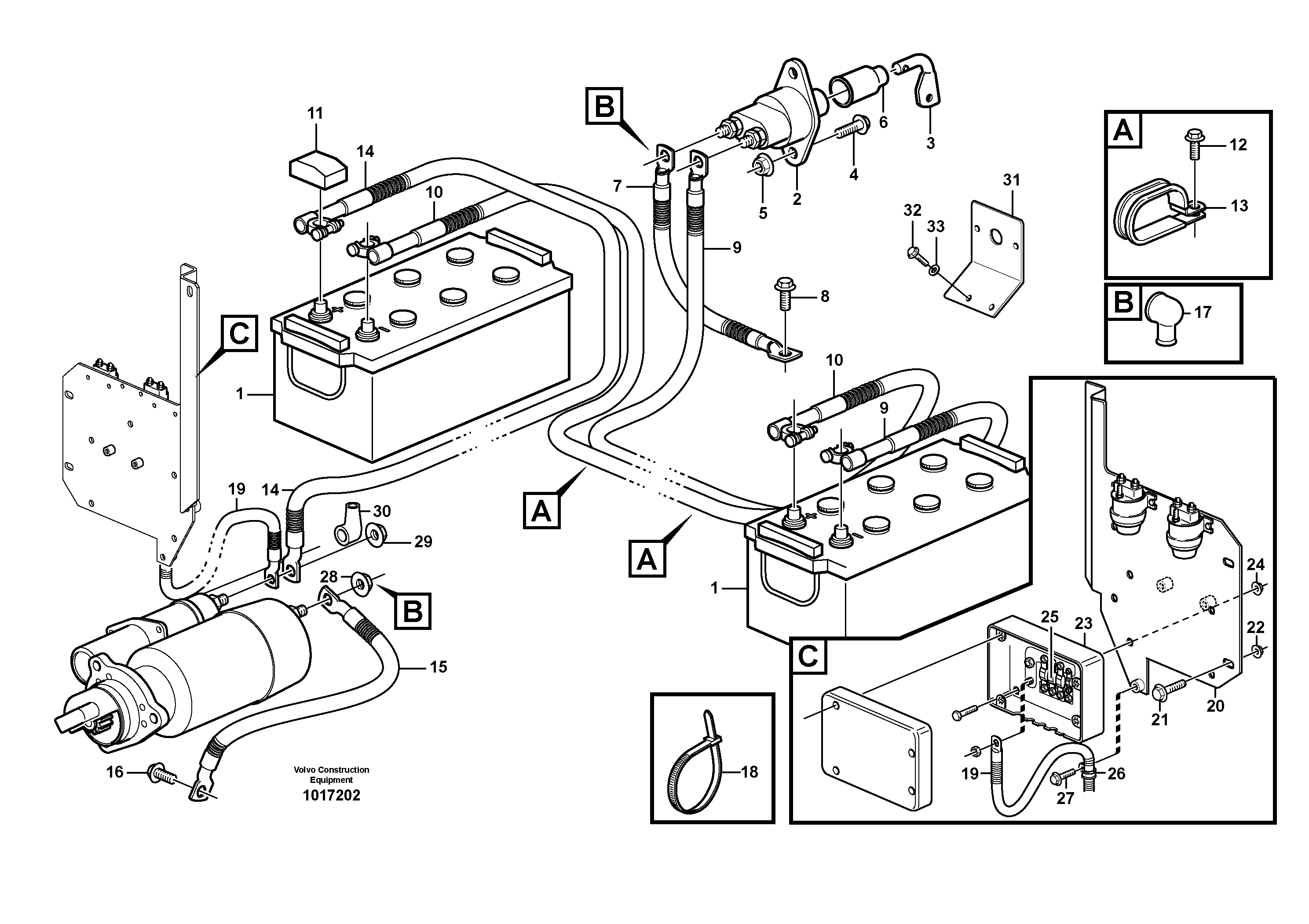 Battery cable and main switch — volvo parts diagram