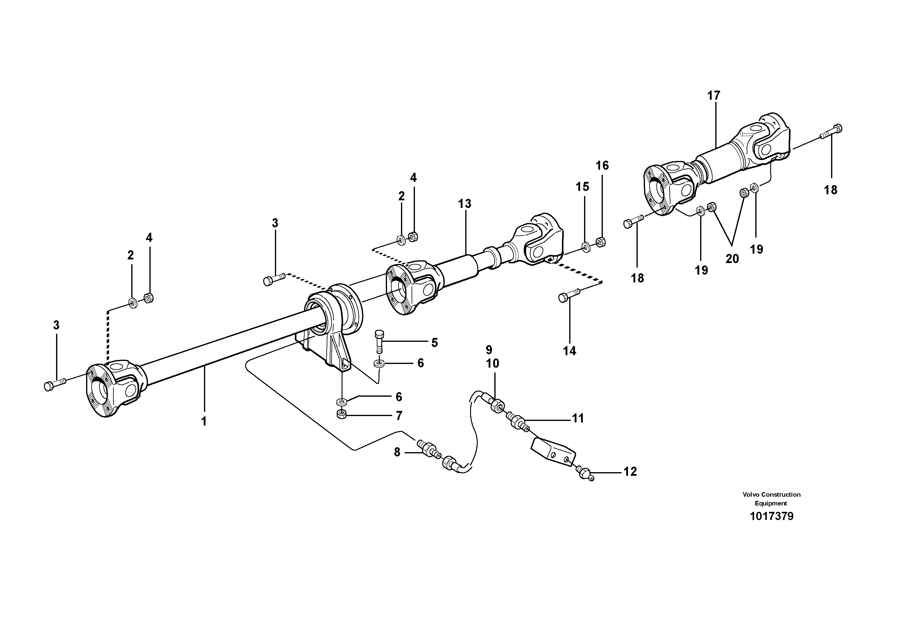 Propeller shafts with fitting parts — volvo parts diagram